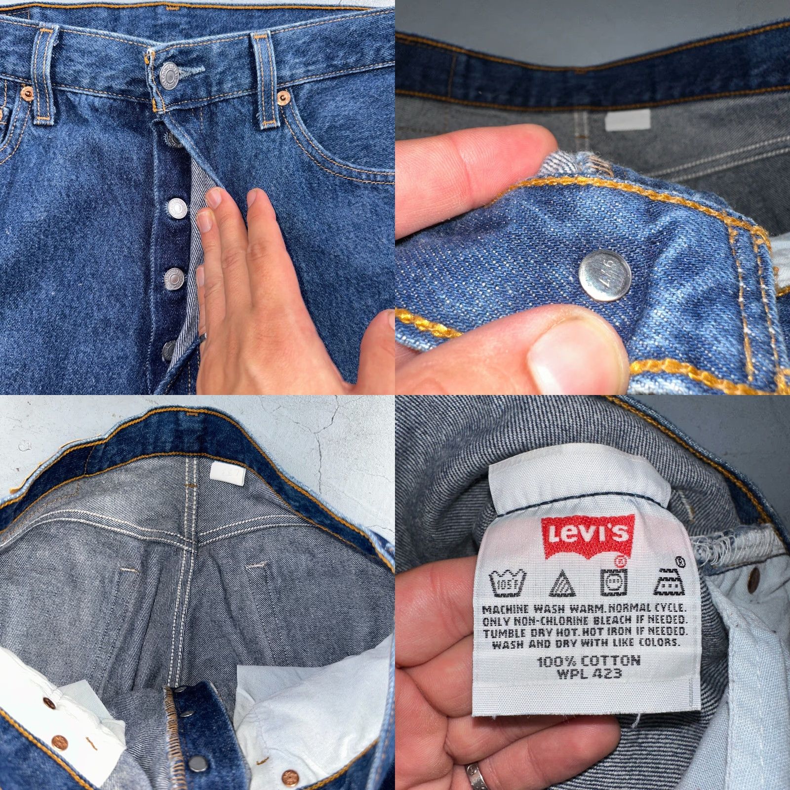 Levi's VINTAGE Levi's 501 Jeans Straight Leg Men 34x34 Dark Blue Wash 90s USA Retro Classic Size US 34 / EU 50 - 8 Thumbnail