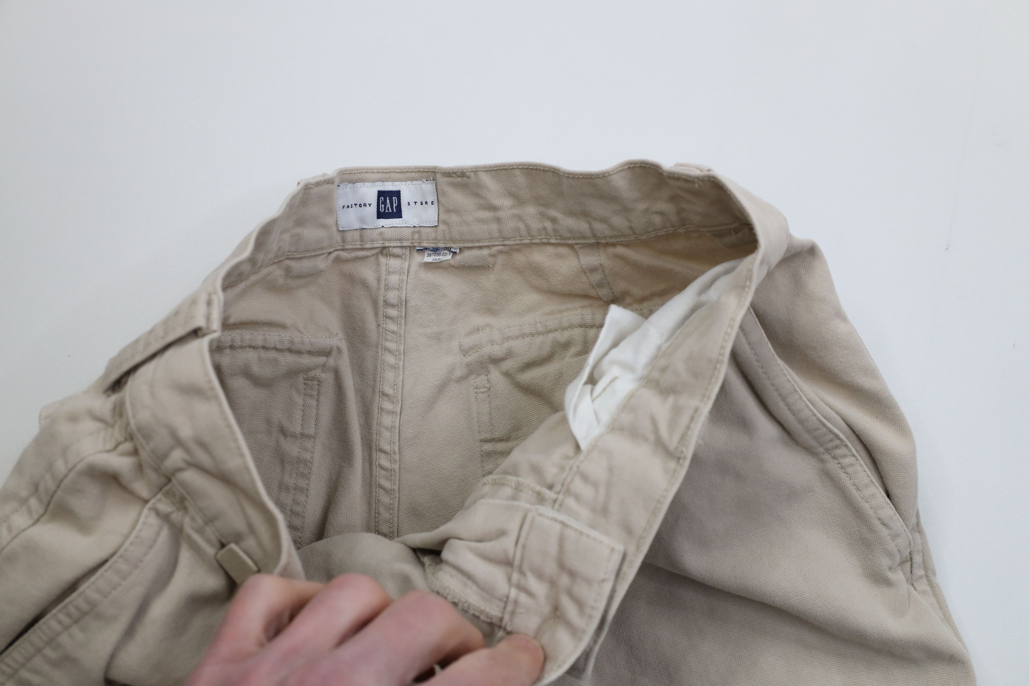 Gap Vintage Y2K 2001 Gap Canvas Wide Leg Cargo Pants Stone Size US 30 / EU 46 - 9 Thumbnail