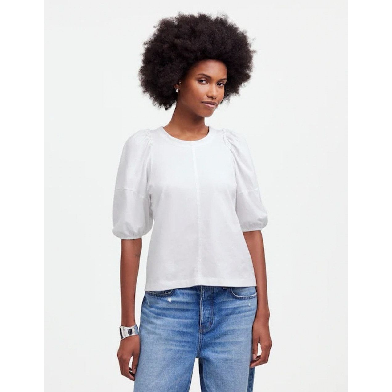 Madewell NWT Madewell Puff-Sleeve Tee In White Size XS Size XS / US 0-2 / IT 36-38 - 1 Thumbnail