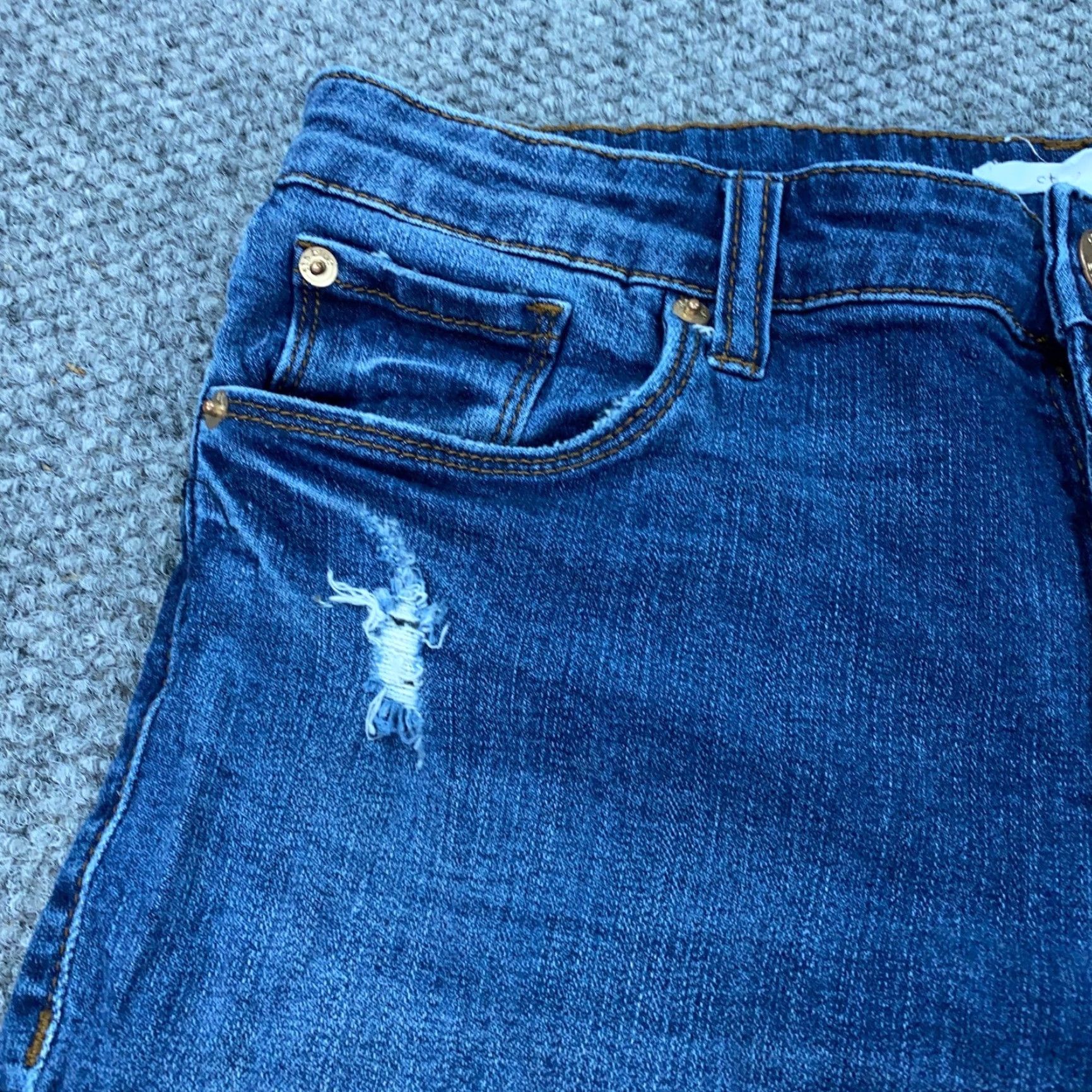 Vintage STS Blue Jeans Women's Skinny Denim Distressed Stretch 27.5" Inseam Size 30 Blue 5-Pocket Mid Rise Womens Size 31" - 4 Thumbnail