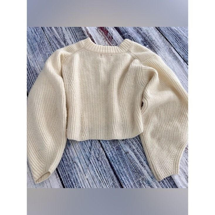 Urban Outfitters Urban Outfitters Cream Ribbed Cropped Knit Balloon Sleeve Sw Size M / US 6-8 / IT 42-44 - 4 Thumbnail
