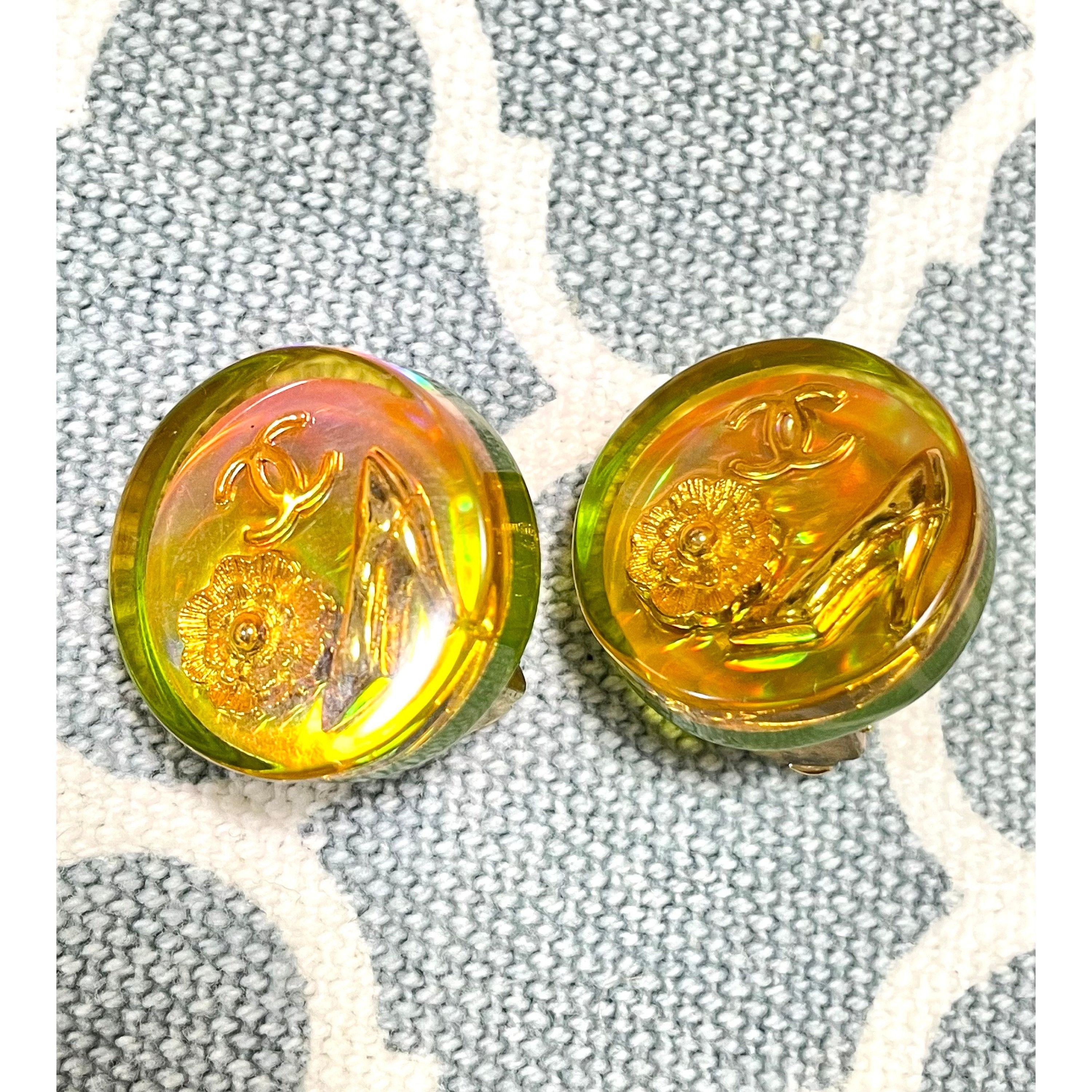 Chanel Vintage CHANEL yellow orange tone aurora resin earrings Size ONE SIZE - 5 Thumbnail