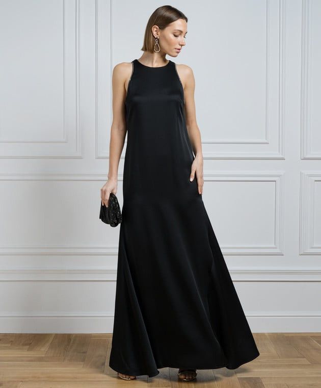 Brunello Cucinelli o1w1db10825 Dress in Black Size L / US 10 / IT 46 - 2 Thumbnail