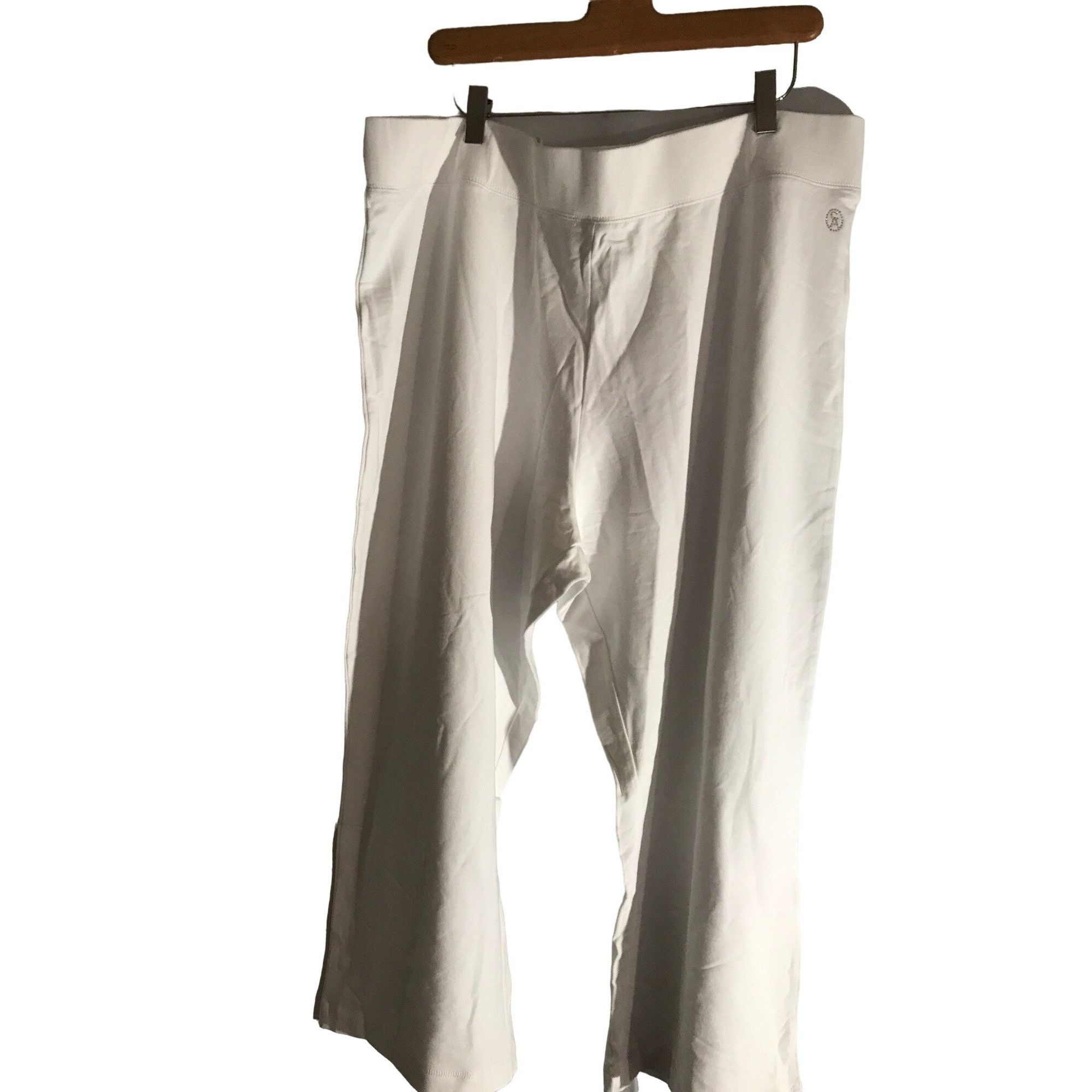 Designer Christine Alexander XXL Large White Cotton Capri Pant Sweats Size 42" / US 20 - 6 Thumbnail