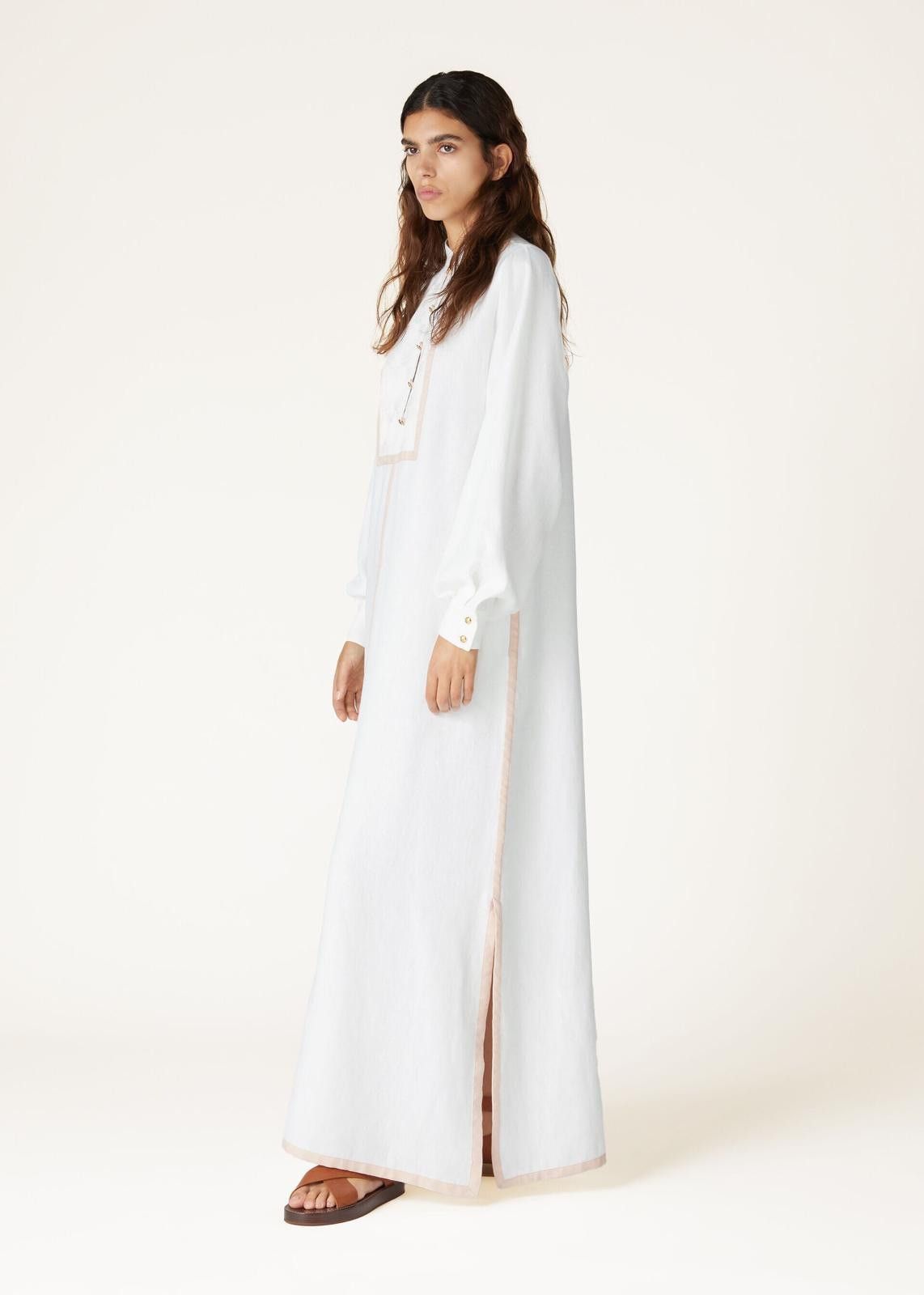 Loro Piana o1srvl11e0125 FAN8388 Janine Embroidered Dress in White Size L / US 10 / IT 46 - 2 Thumbnail
