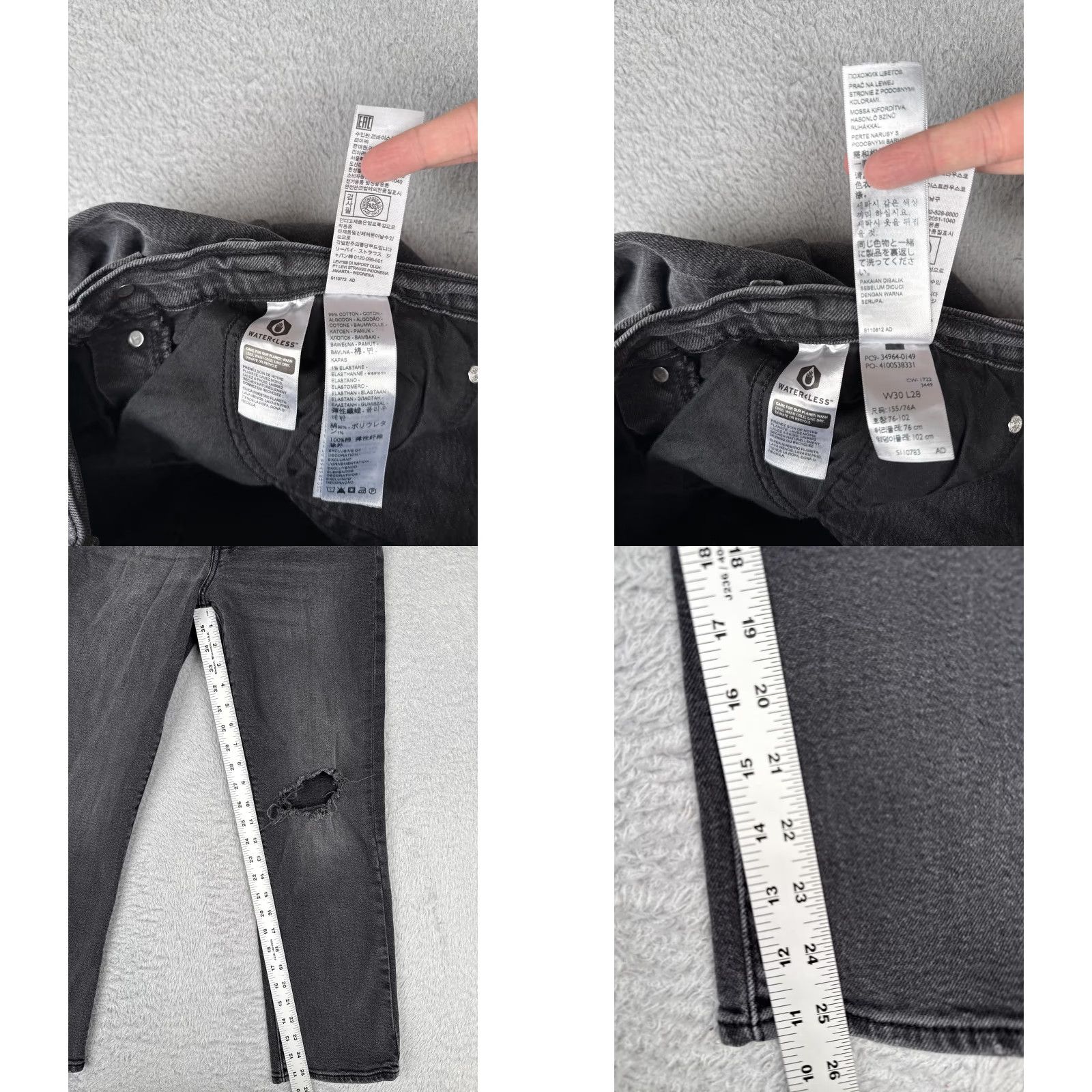 Levi's Levi's Wedgie Straight Jeans Womens 30x28 Gray High Rise Distressed Stretch Denim Size 30" / US 8 / IT 44 - 8 Thumbnail