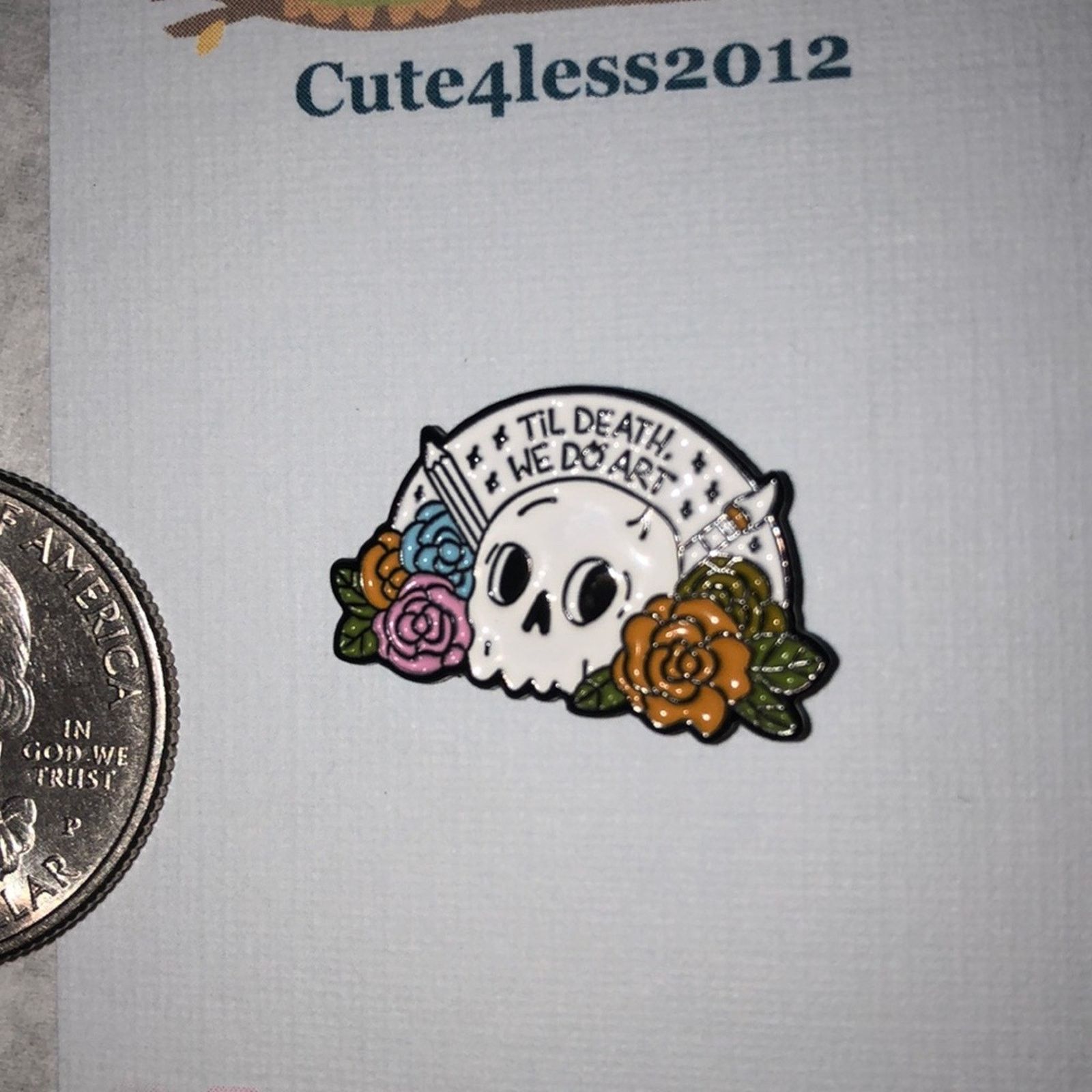 Other Till Death We Do Art Skull Halloween Pin Brooch Size ONE SIZE - 1 Thumbnail
