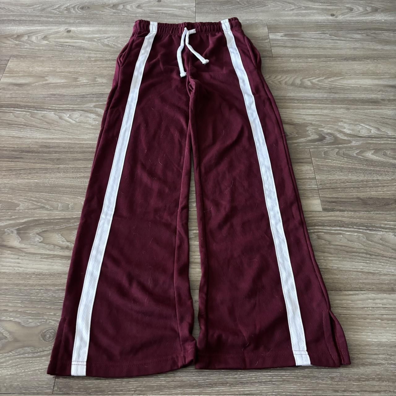 Vintage Crazy Vintage Y2K/2000s Cute Burgundy Striped Sweatpants! Size S Size 26" / US 2 / IT 38 - 1 Thumbnail