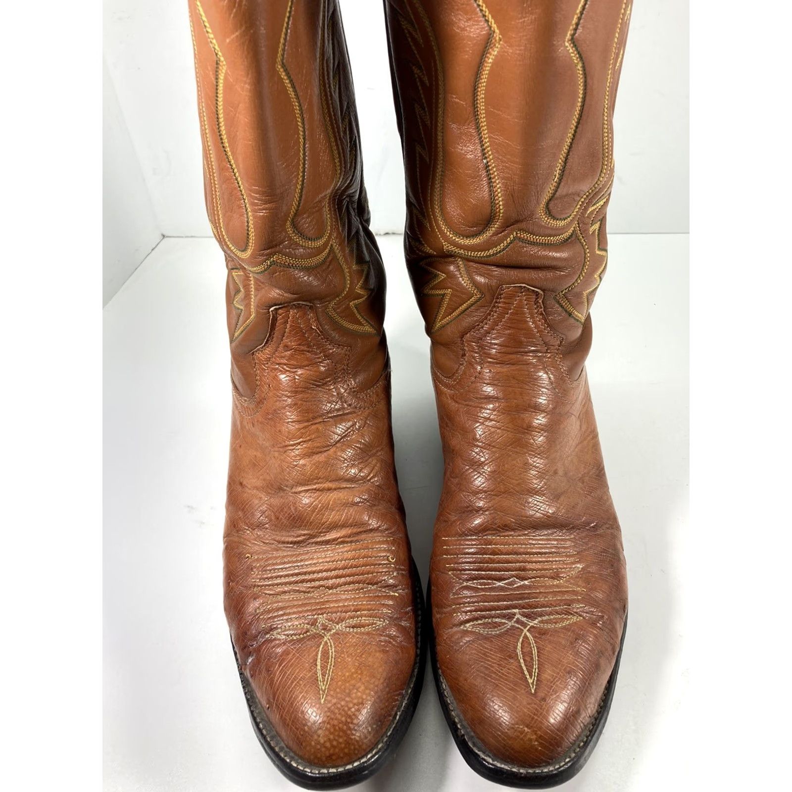 CO Adams Boot Co Smooth Ostrich Boots Men Size 10 D Peanut Brittle Western Vintage Boots Size US 10 / EU 43 - 2 Thumbnail