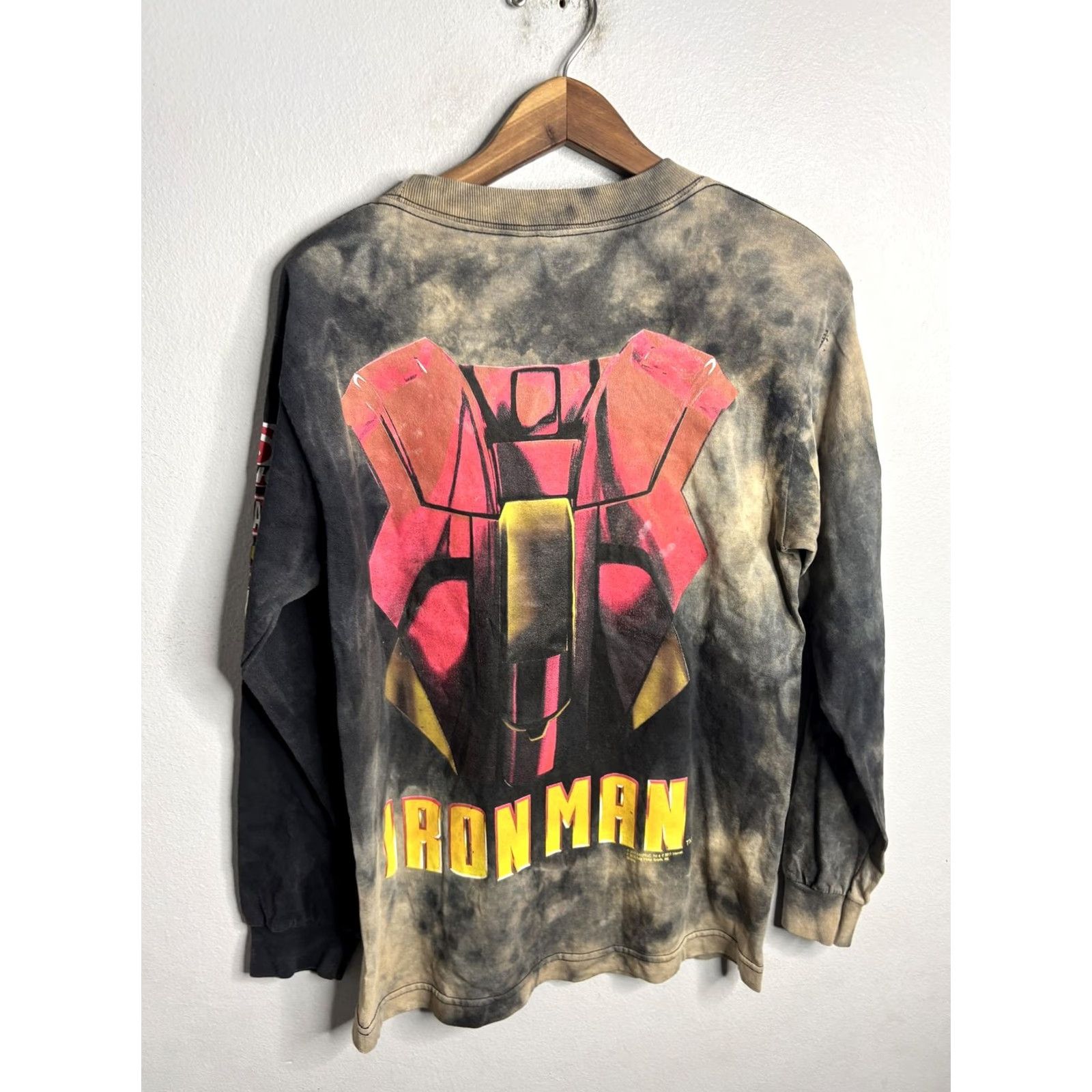 Vintage IRON MAN Monster Jam Shirt Mens Large Black Bleach Tie Dye Long Sleeve Marvel Size US L / EU 52-54 / 3 - 5 Thumbnail