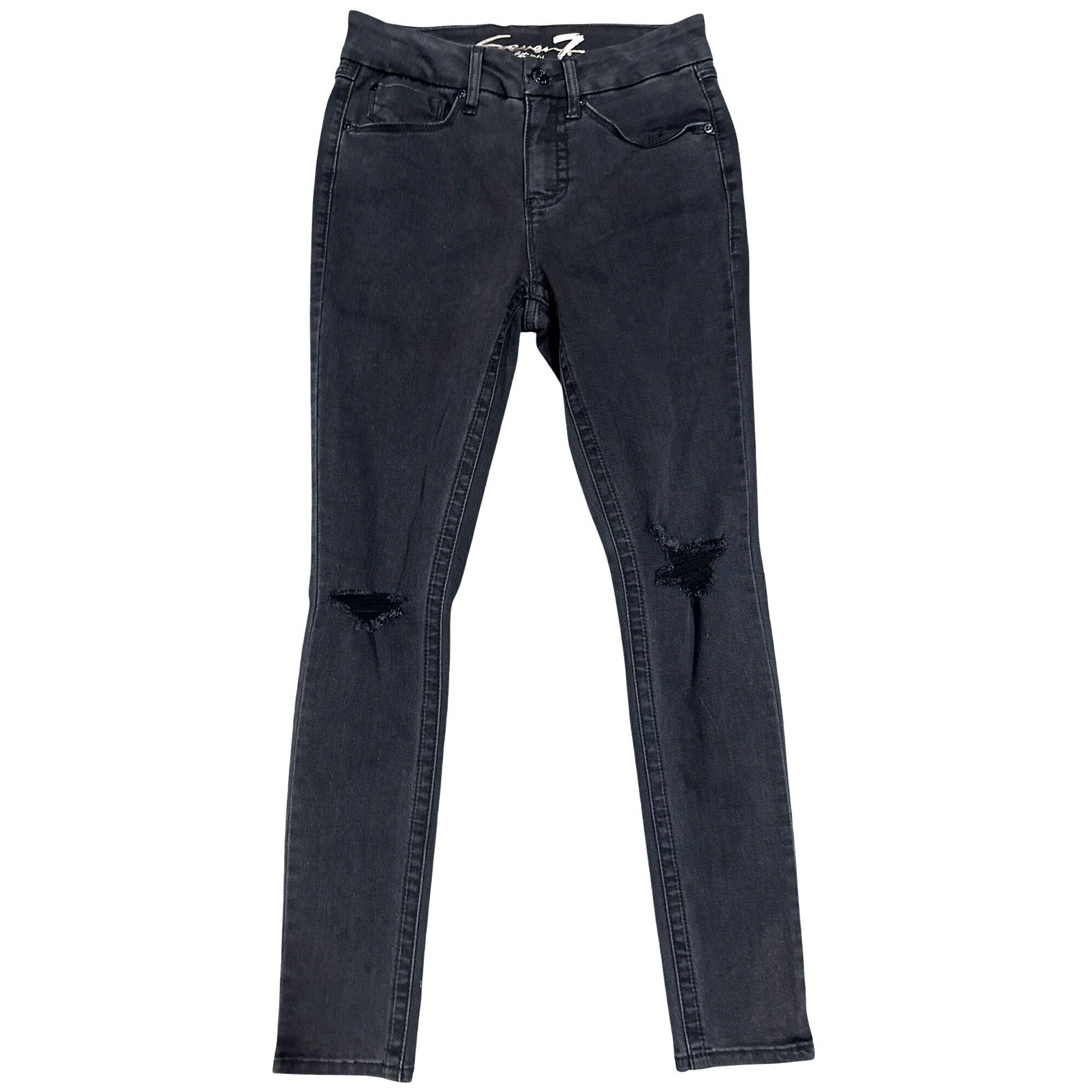 Seven 7 Seven7 Womens Black Tummyless High Rise Skinny Jeans Size 4 Size 27" / US 4 / IT 40 - 1 Thumbnail