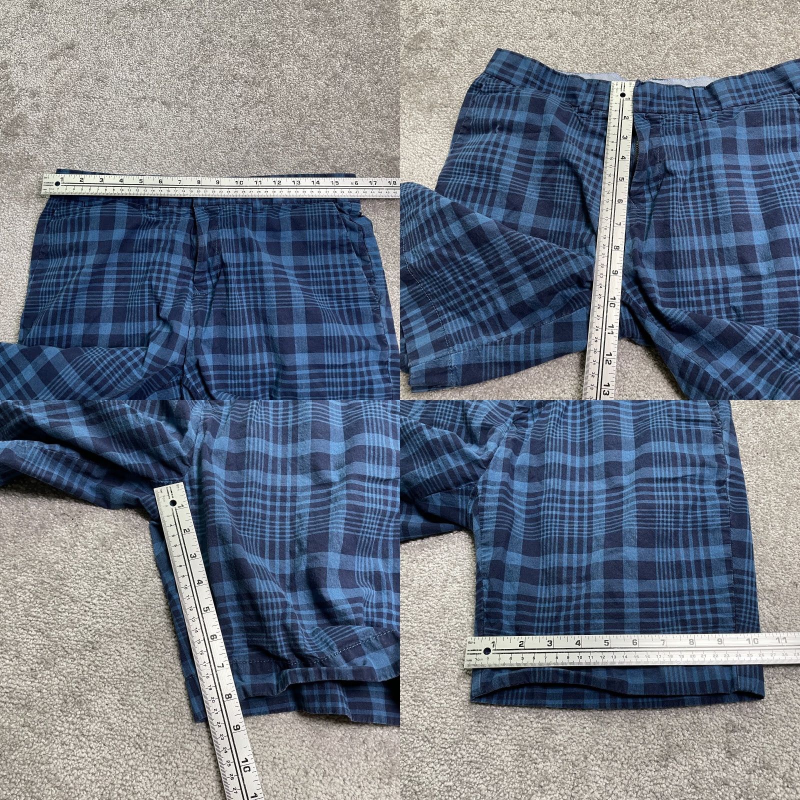 Tommy Hilfiger Tommy Hilfiger Chino Shorts Mens 31 Blue Plaid Flat Front Cotton Casual Outdoor Regular Fit Adults Mens Size US 31 - 8 Thumbnail