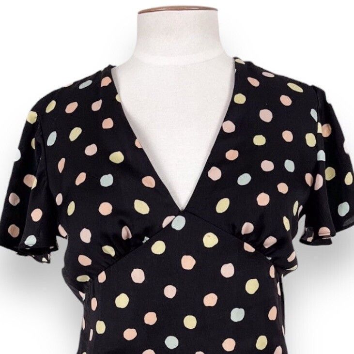 Mango Mango Y2K Black Spotted Dress Sz 4 Spotty Empire Bust Line Size S / US 4 / IT 40 - 2 Thumbnail
