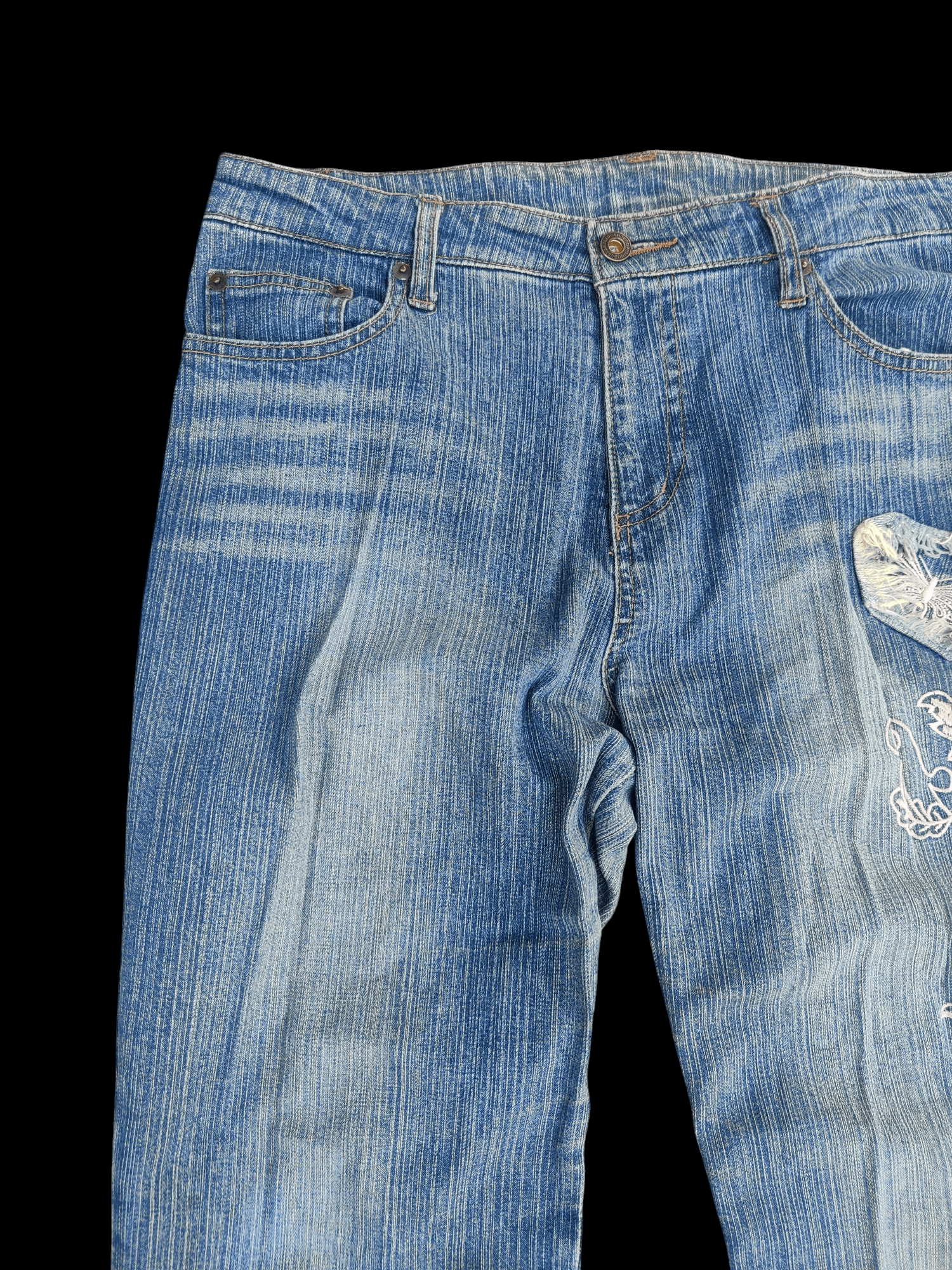 If Six Was Nine 🌟Flare🌟 Vintage Japanese Unbranded Stripe Embroided Jeans Size US 34 / EU 50 - 3 Thumbnail
