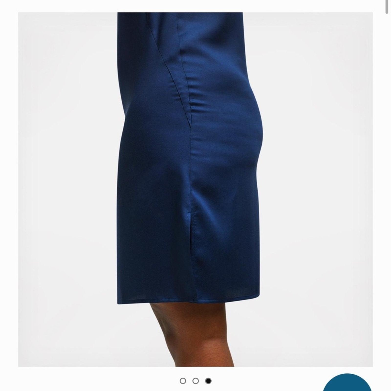 NBDN Nobrandedon NEW! ETTITUDE Navy Blue Sateen Slip Dress, Size S Size ONE SIZE - 3 Thumbnail