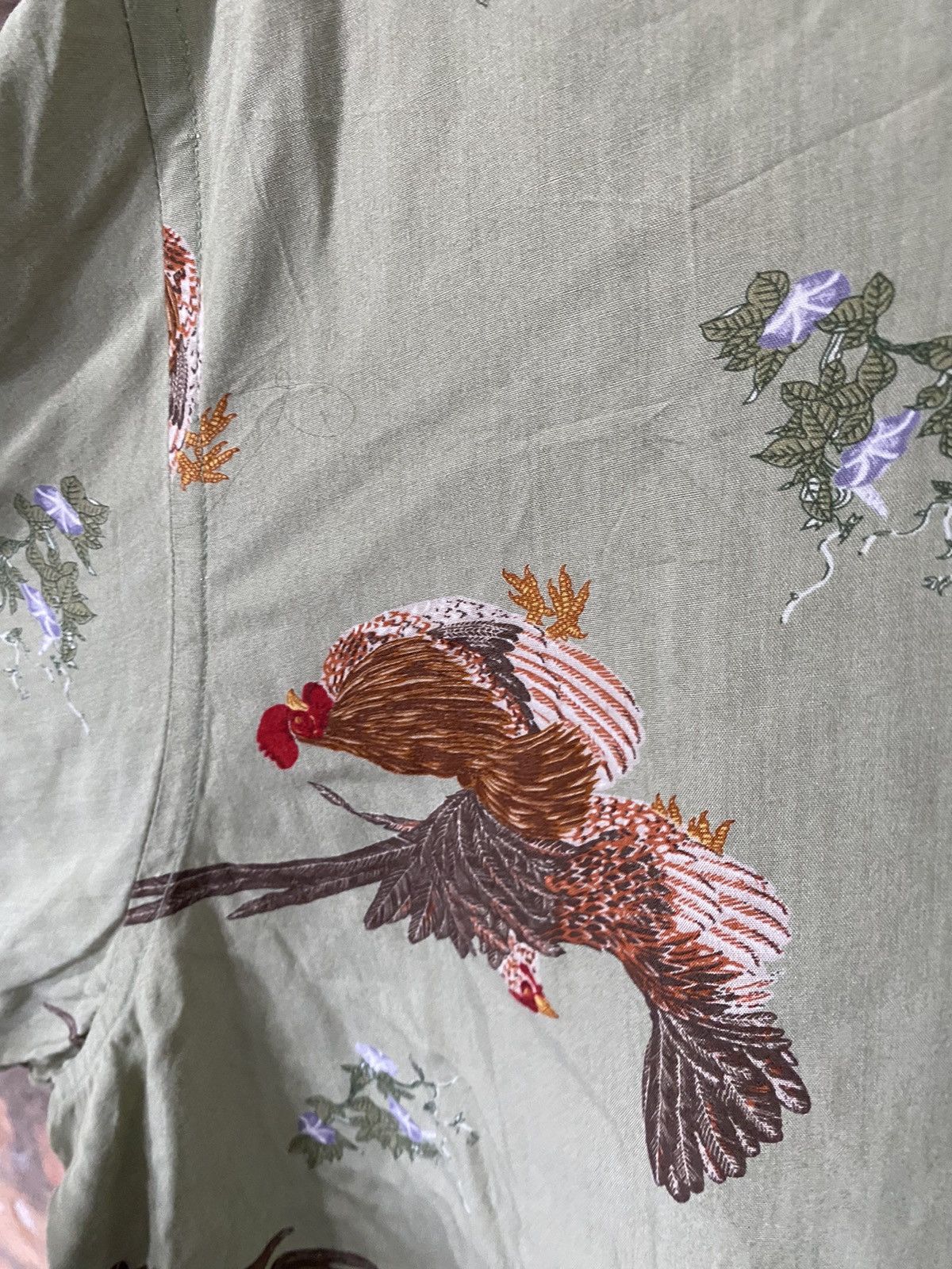 Yoshiyuki Konishi 1990s 🔥SAMPLE Karl Helmut Rooster Rayon button up Size XL / US 12-14 / IT 48-50 - 10 Thumbnail