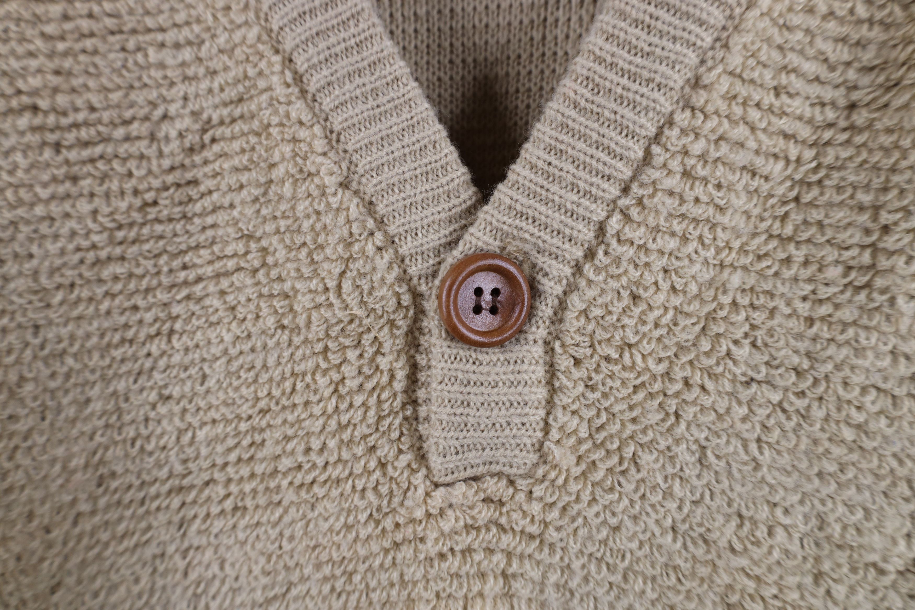 Vintage Vintage 70s Streetwear Terry Cloth Collared Sweater Beige Size US L / EU 52-54 / 3 - 6 Thumbnail