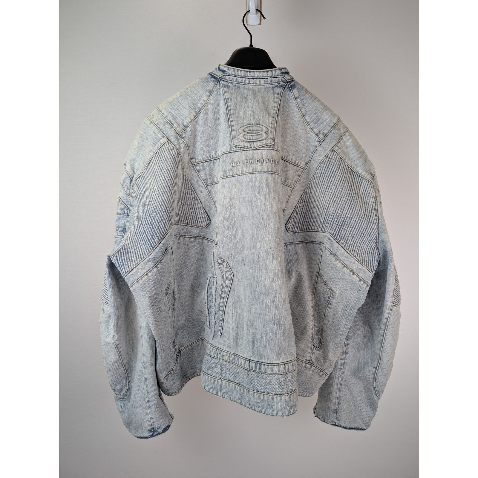 Balenciaga o1rshd1 Italian Indigo Ring Denim Racer Jacket Bleached Ring Size US XL / EU 56 / 4 - 12 Thumbnail