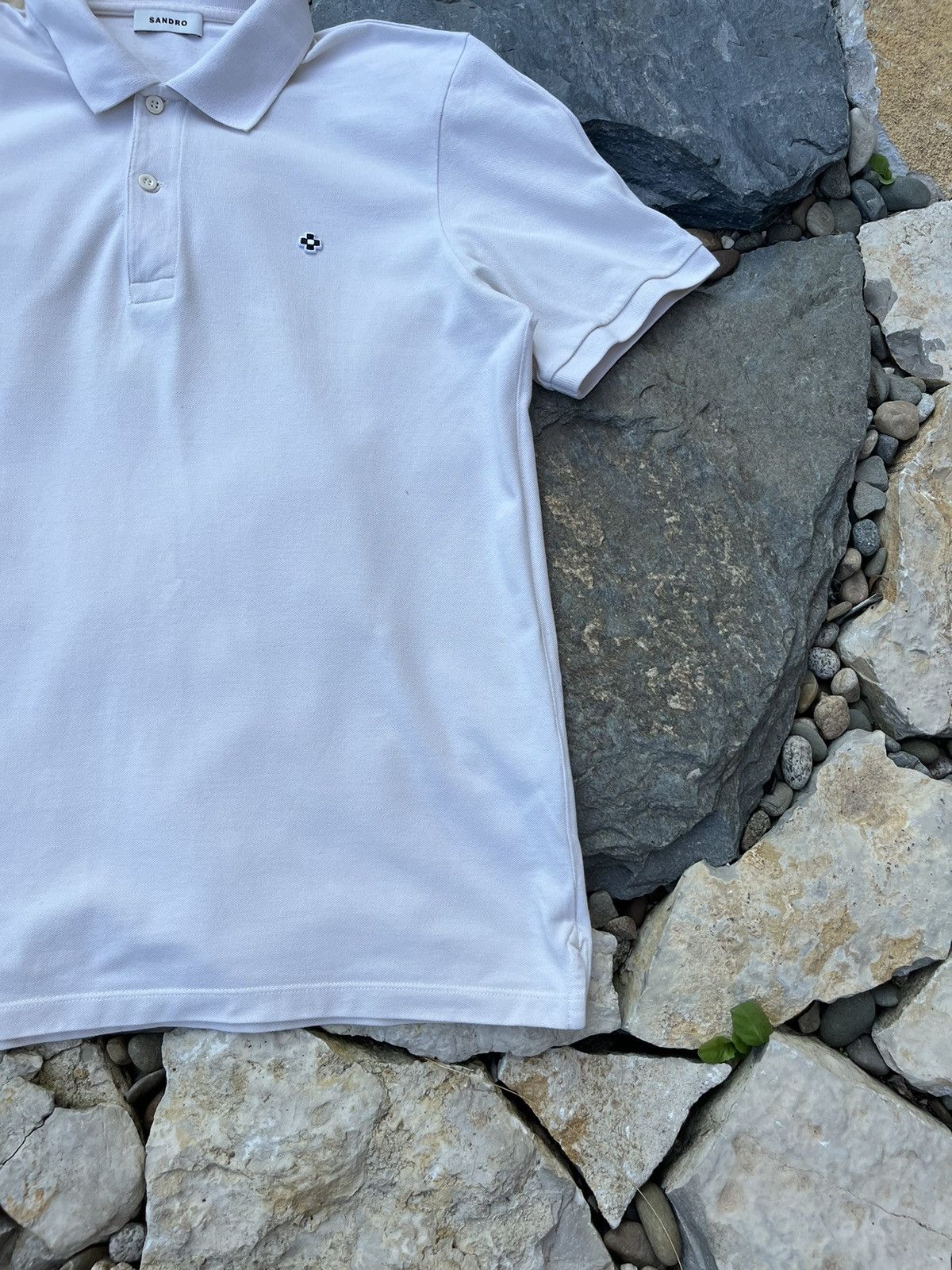 Designer × Sandro Sandro Paris cross chest logo flower aesthetic polo tee Size US M / EU 48-50 / 2 - 6 Thumbnail