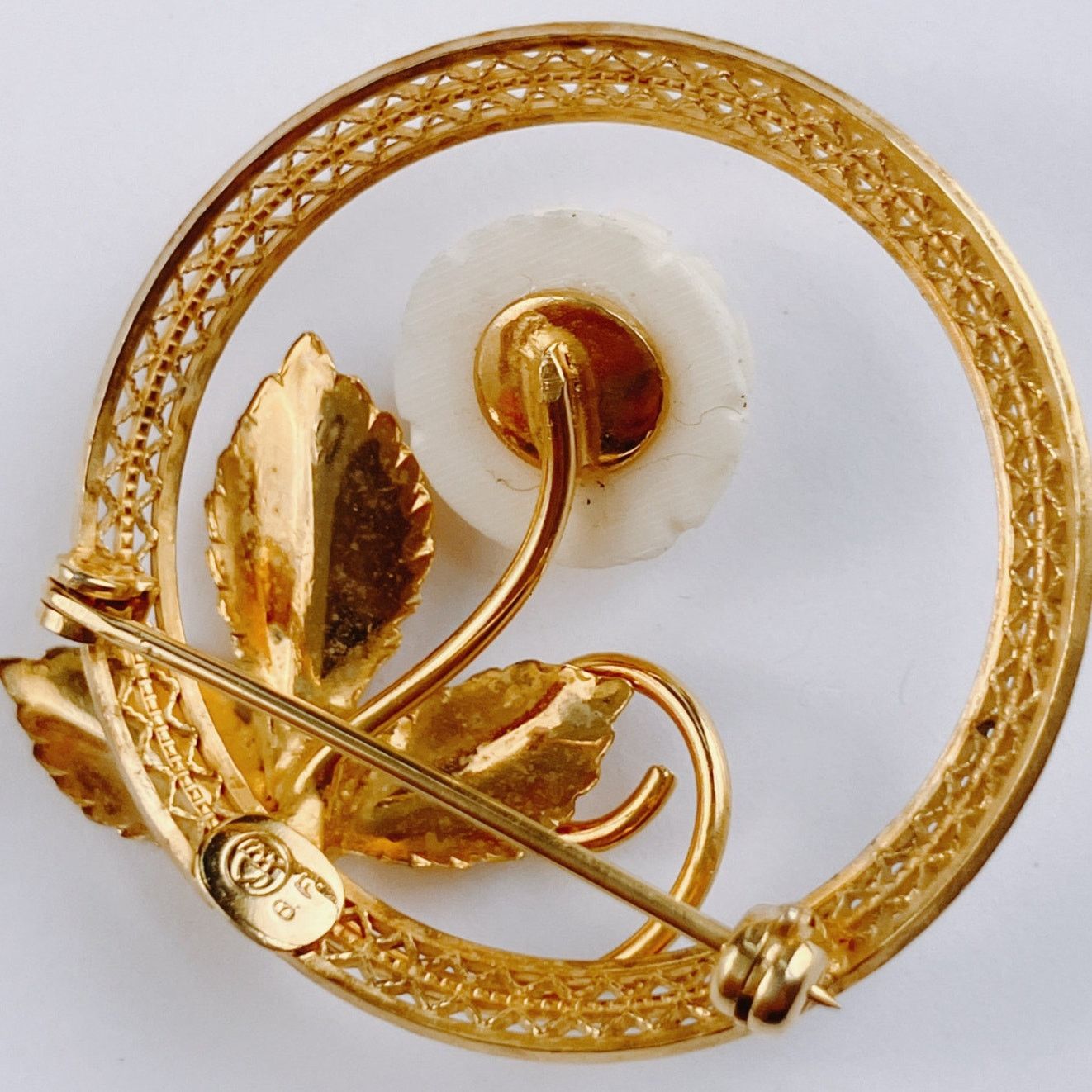 Vintage VTG Mid Century Gold Filled Rose Brooch Floral Filigree Size ONE SIZE - 8 Thumbnail