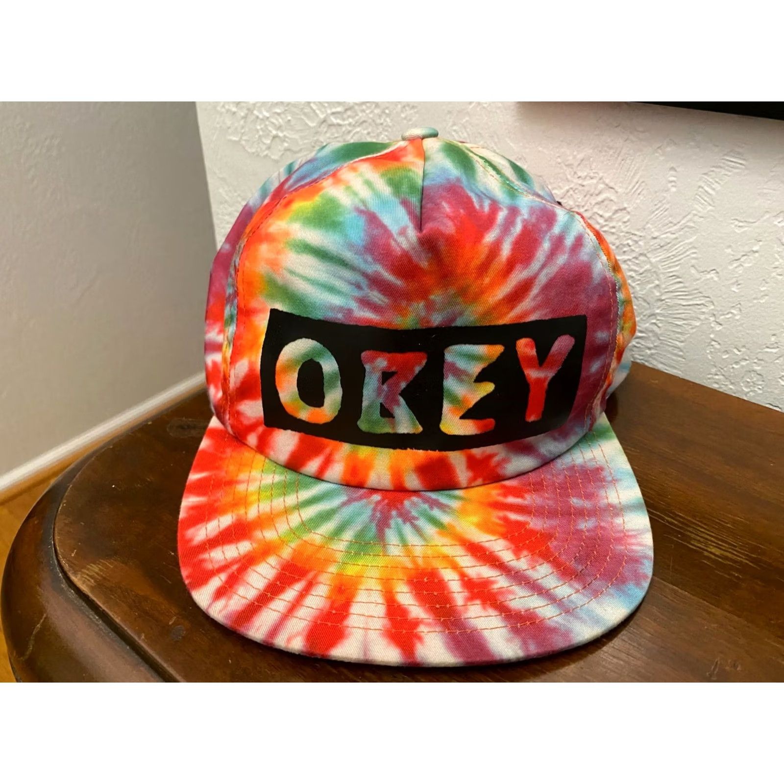 Obey OBEY Tie Dye Strapback Hat All Over Print Geometric Logo Men’s Adjustable Multicolor Baseball Cap Size ONE SIZE - 2 Thumbnail