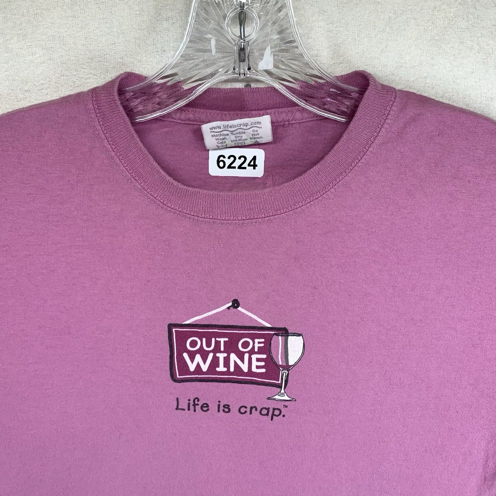 Alife Vintage Life is Crap Women's T Shirt Size Medium Crew Neck Short Sleeve Purple Funny Drinking Humor Size M / US 6-8 / IT 42-44 - 5 Thumbnail