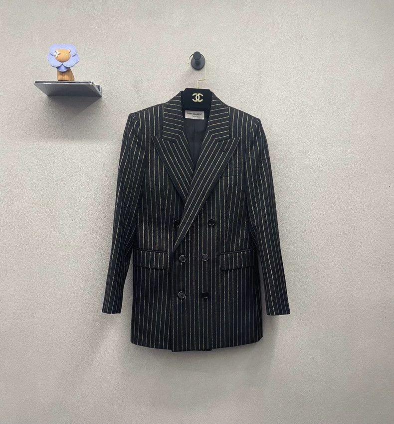 Saint Laurent Paris Saint Laurent ParisStriped double-breasted blazer jacket 2 Size XXS / US 00 / IT 34 - 1 Thumbnail