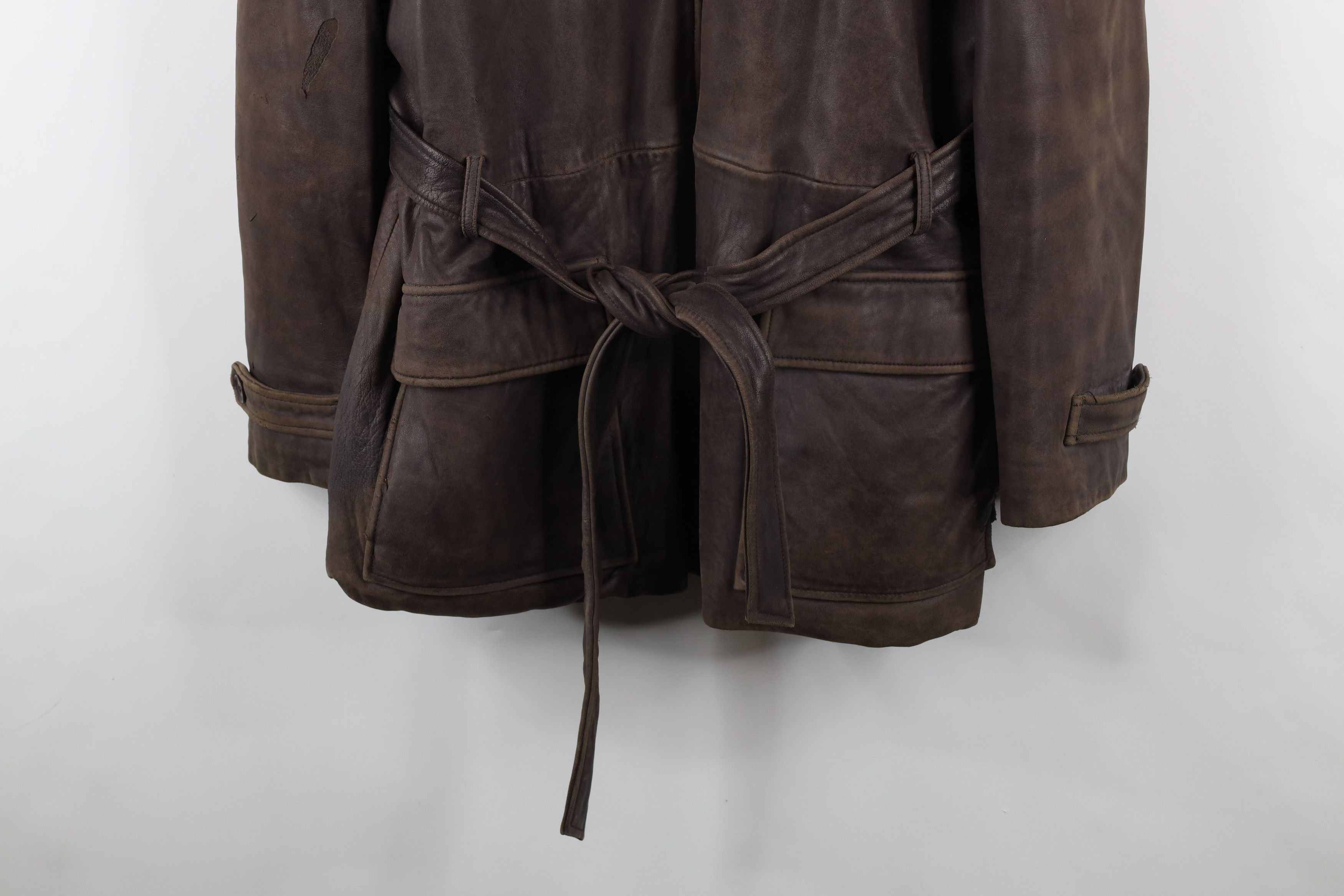 Vintage Vintage 90s Streetwear Belted Leather Motorcycle Jacket Size US XXL / EU 58 / 5 - 4 Thumbnail