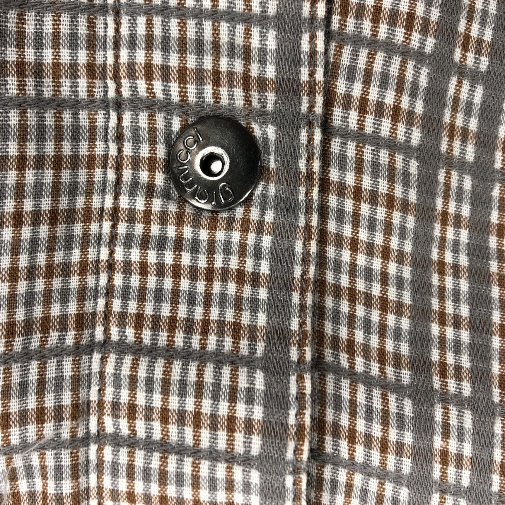 Gramicci Gramicci Shirt Main Selling Point Plaid Short Sleeve Button-Up Casual Men's XL Brown Gray Cotton Snap Size US XL / EU 56 / 4 - 5 Thumbnail
