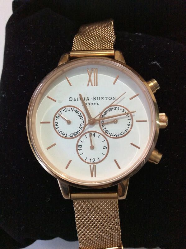 Designer Olivia white dial rose gold mesh bracelet watch Size ONE SIZE - 1 Thumbnail