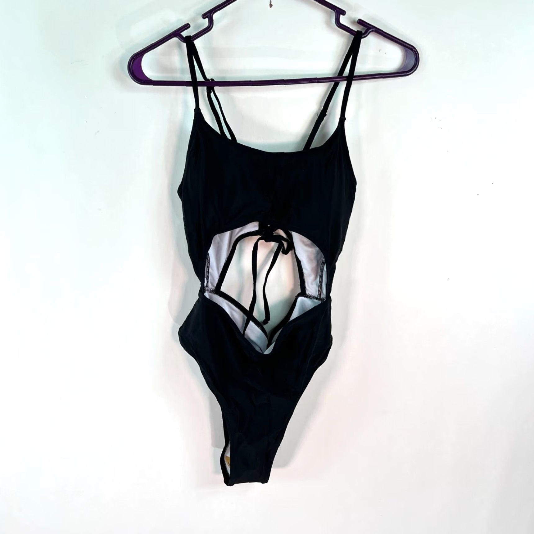 ZAFUL Zaful Womens One Piece Halter Neck Cross Back Black Swimsuit L Size Size ONE SIZE - 2 Thumbnail