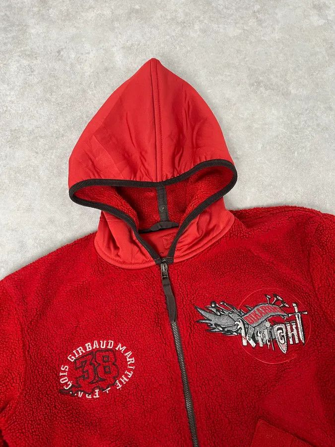 Marithe + Francois Girbaud 1990s Marithé + François Girbaud Red Fleece Embroidered Zip Jacket Size US S / EU 44-46 / 1 - 5 Thumbnail