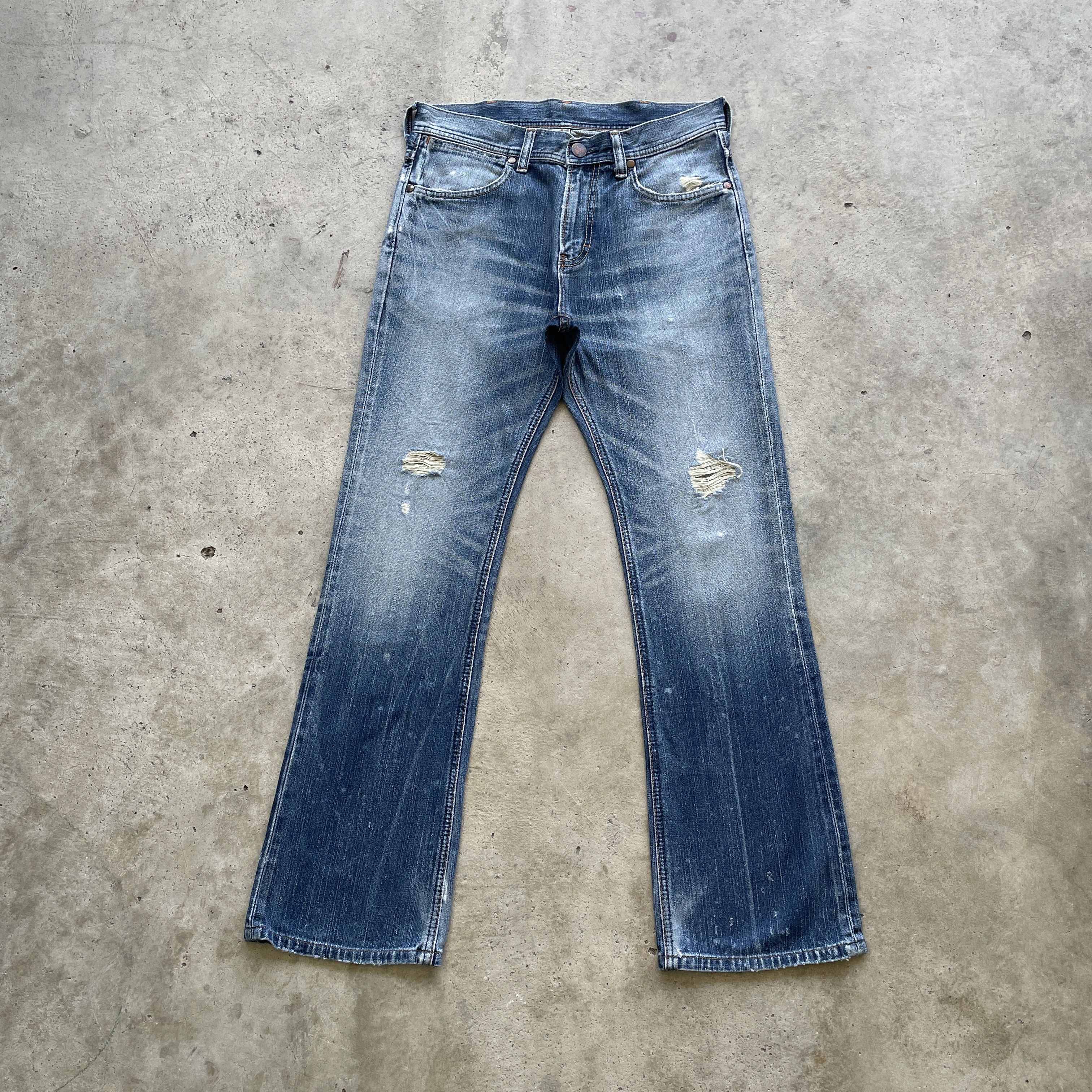 Vintage × Wrangler VINTAGE WRANGLER DISTRESSED FLARE FADED BOOTCUT JEANS PANTS Size US 31 - 2 Thumbnail