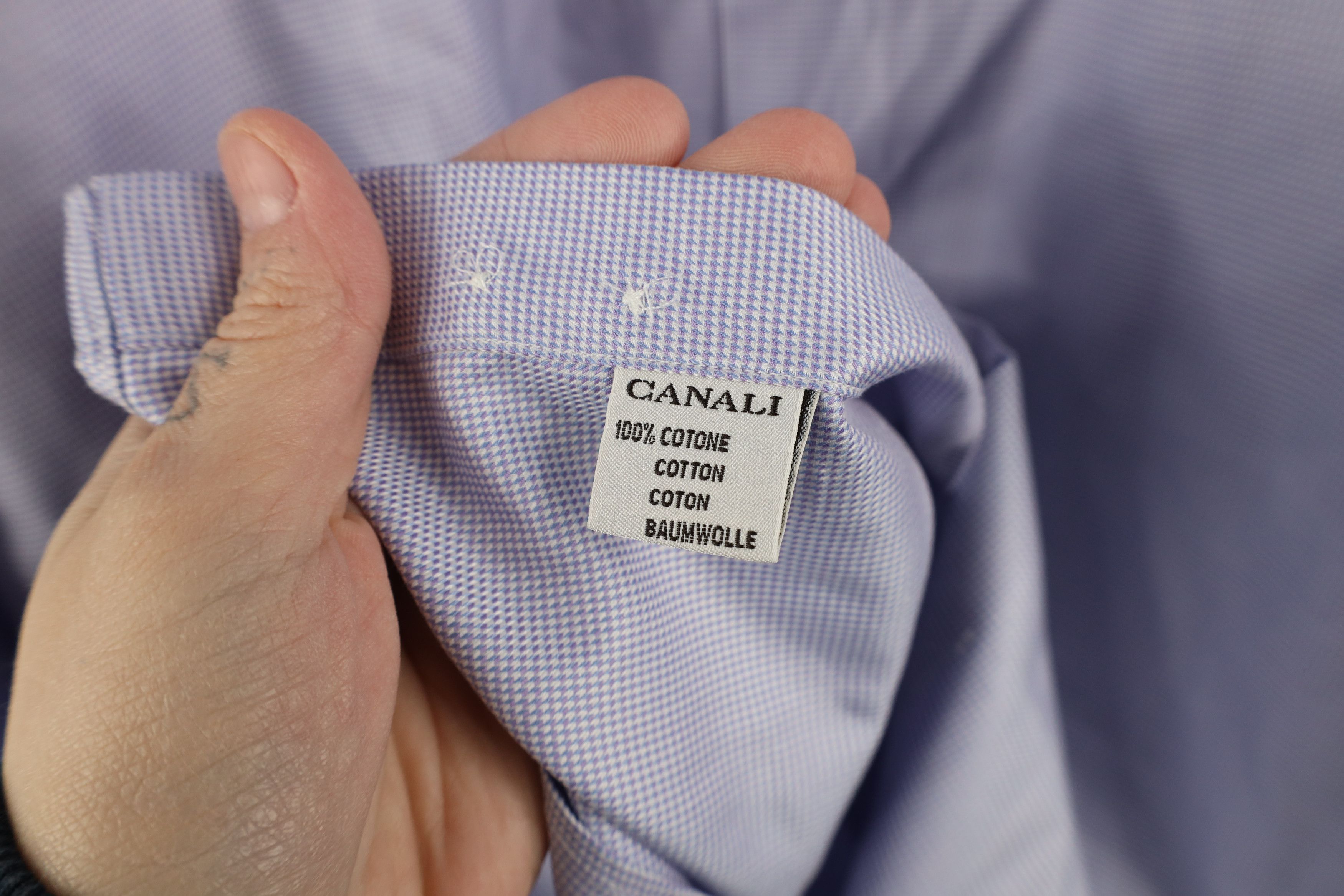 Canali × Vintage Canali Houndstooth Long Sleeve Button Shirt Cotton Blue Size US M / EU 48-50 / 2 - 5 Thumbnail