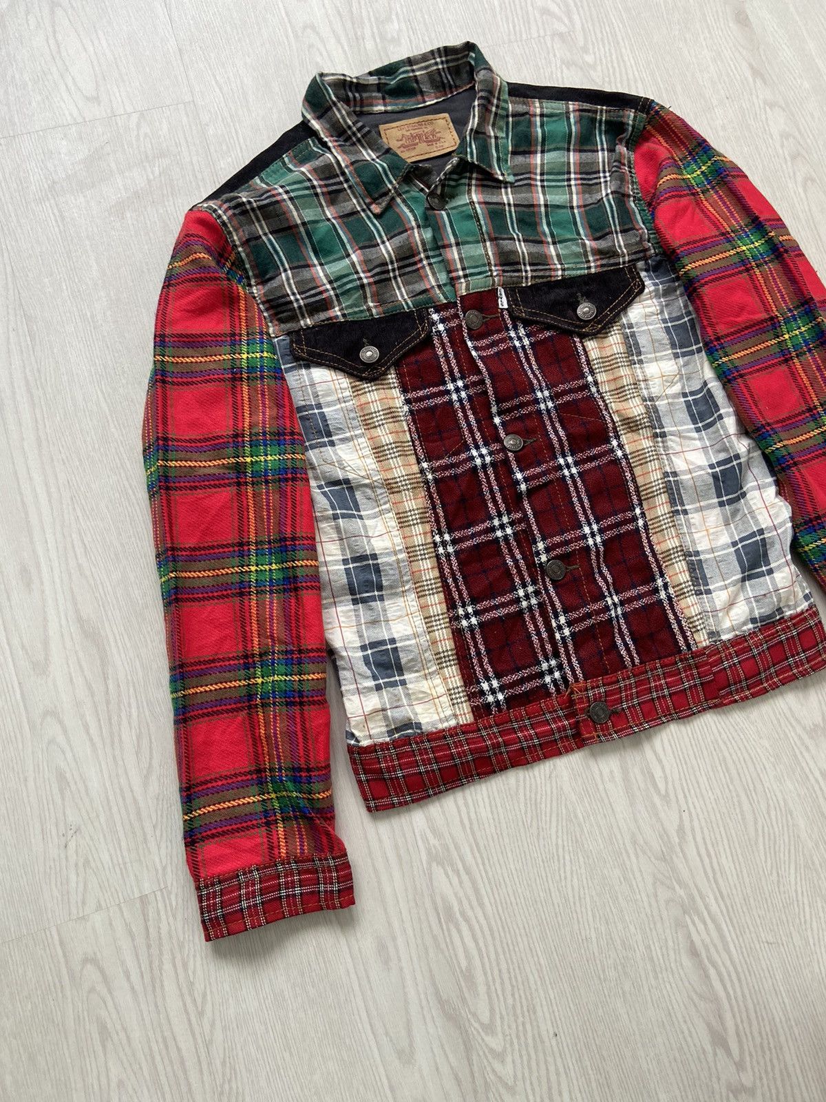Levi's × Levi's Made & Crafted Vintage Levis Rebuild Patchwork Plaid Trucker Jacket Size US M / EU 48-50 / 2 - 3 Thumbnail