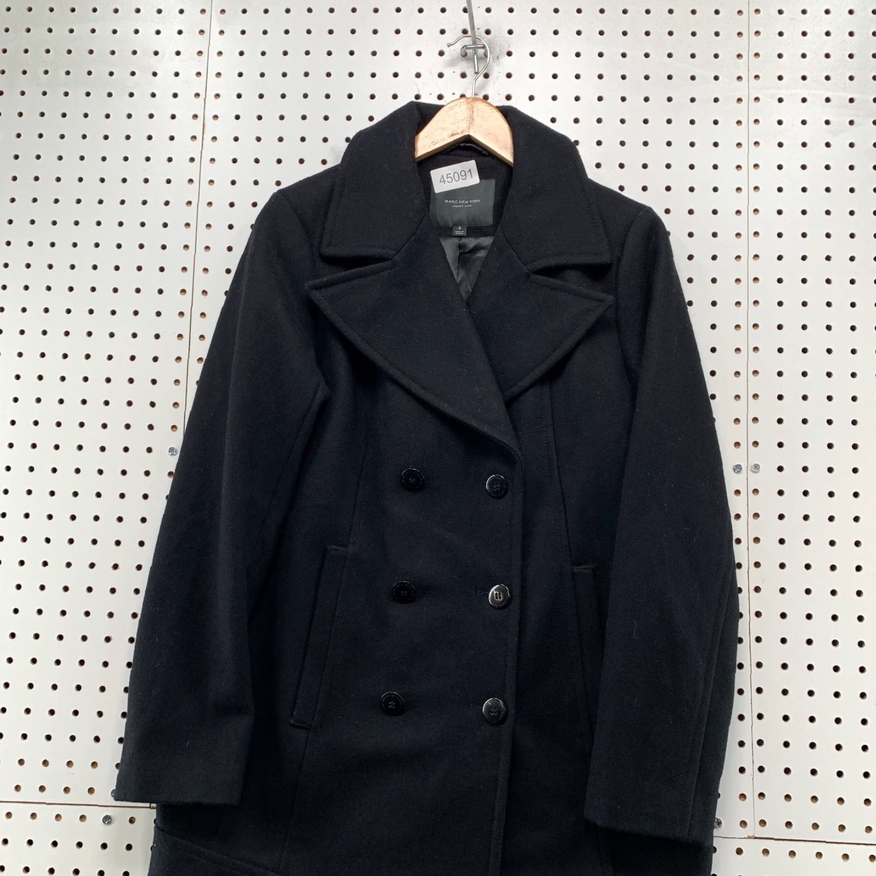 Vintage VINTAGE Marc New York Wool Coat Womens 8 Black Double Breasted Peacoat Business Coat Size M / US 6-8 / IT 42-44 - 2 Thumbnail