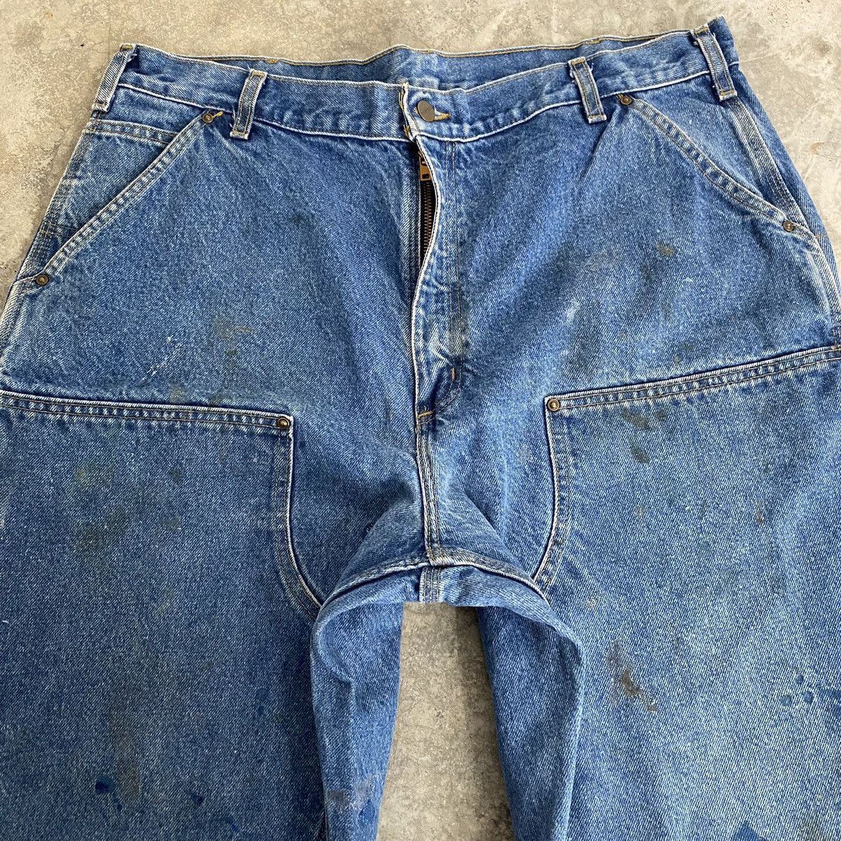 Carhartt VTG Carhartt Double Knee Faded Blue Dirty Carpenter Denim Size US 38 / EU 54 - 10 Thumbnail