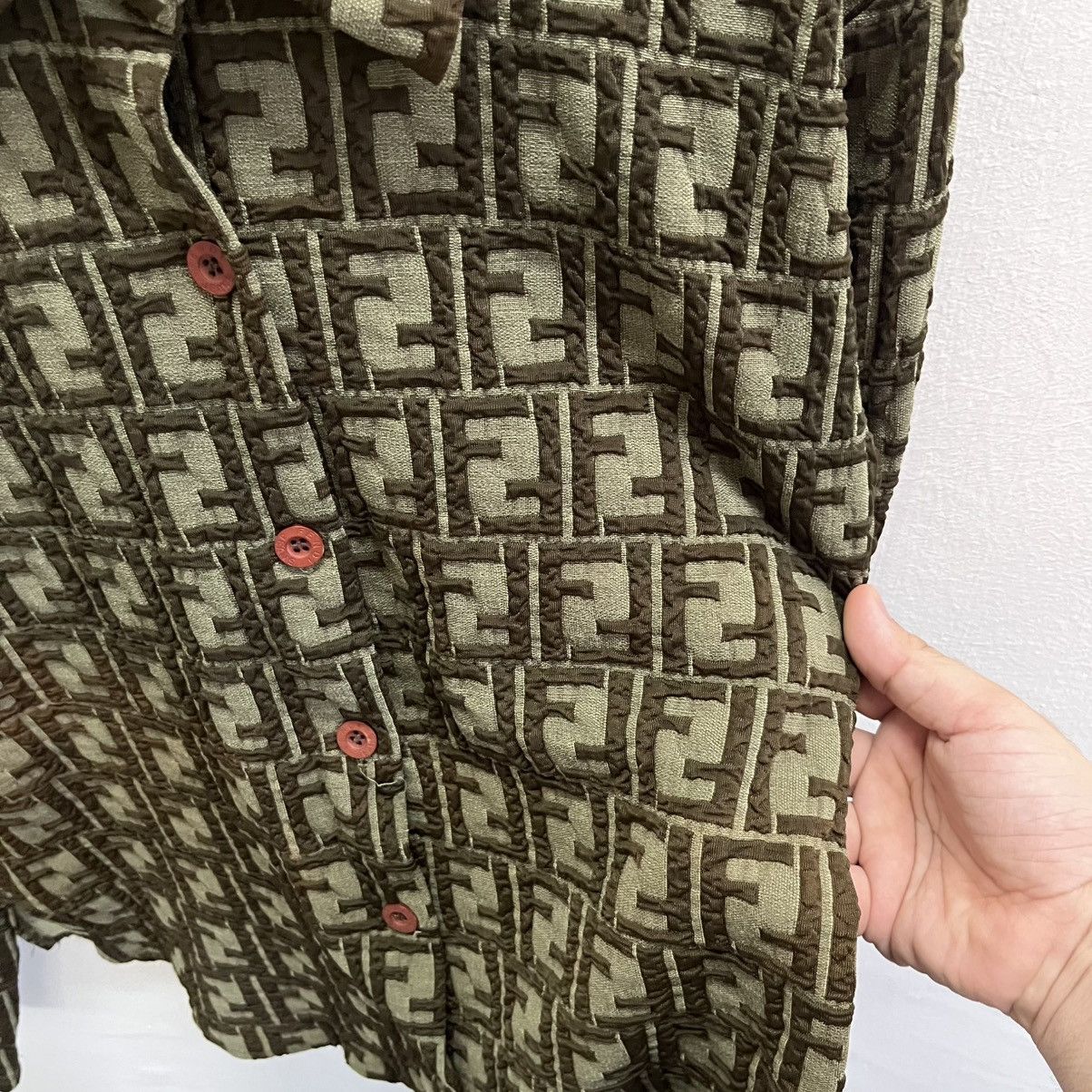 Fendi Rare Vintage Fendi Zucca FF Monogram Unisex Button Up Shirts Size US XXS / EU 40 - 5 Thumbnail
