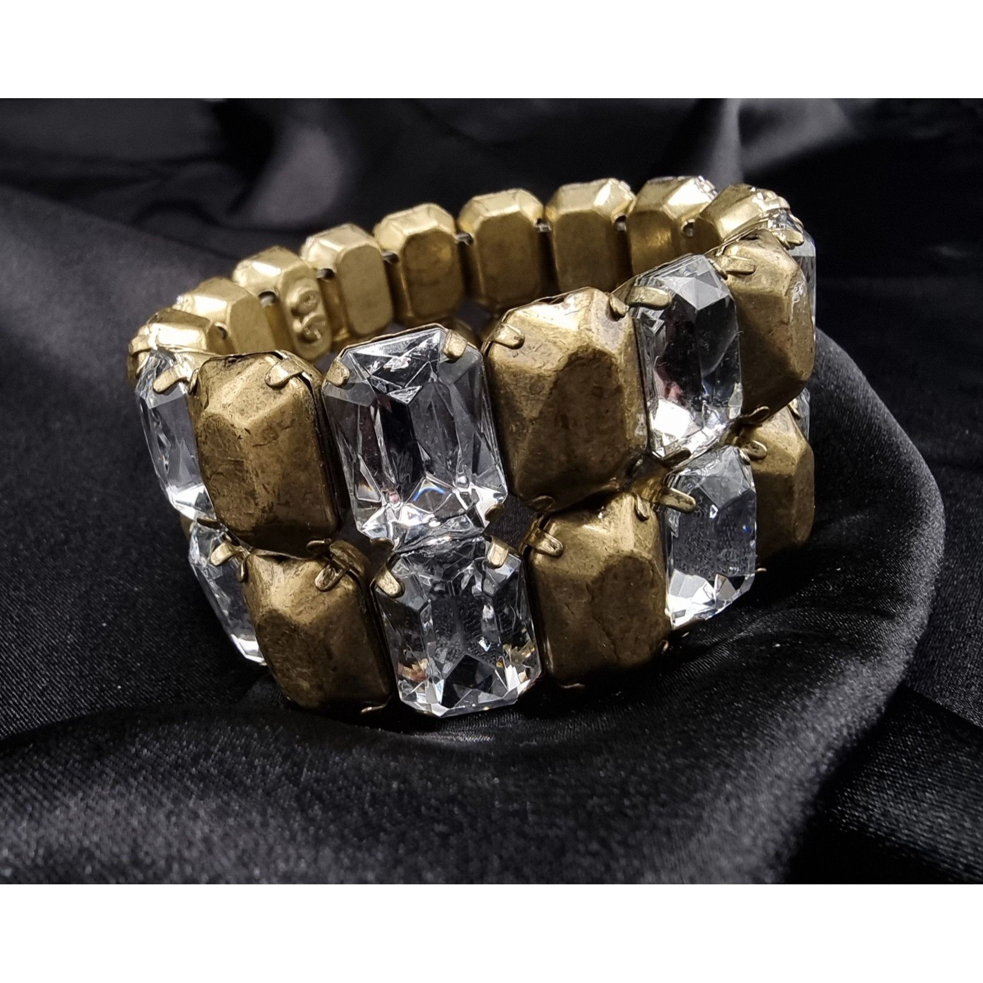 Vintage Vintage 1990's Graziano Gold-Tone Stretch Bracelet With Clea Size ONE SIZE - 3 Thumbnail