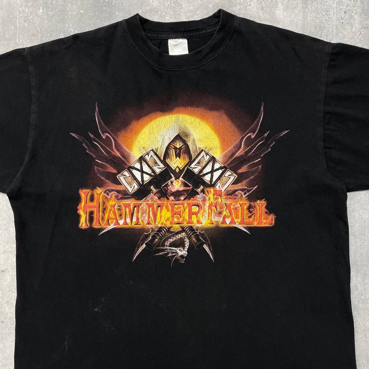 Band Tees Hammerfall 'Hammer Of Dawn' Promo Album T Shirt Faded Black Size US L / EU 52-54 / 3 - 3 Thumbnail