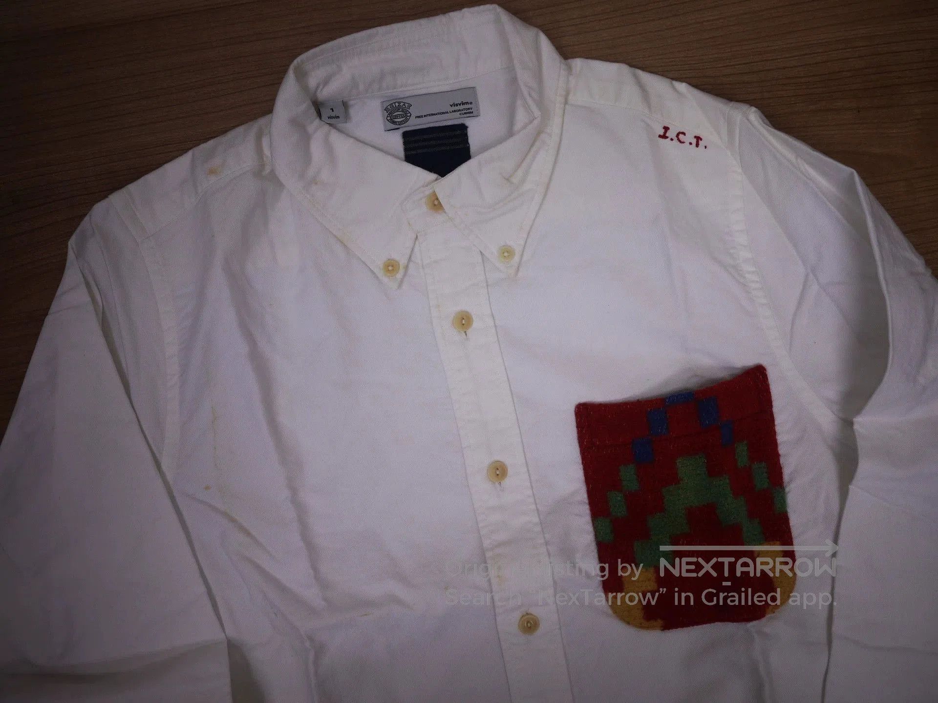 Visvim White Long Sleeve Shirt with Decorative Patches. Size US S / EU 44-46 / 1 - 7 Thumbnail