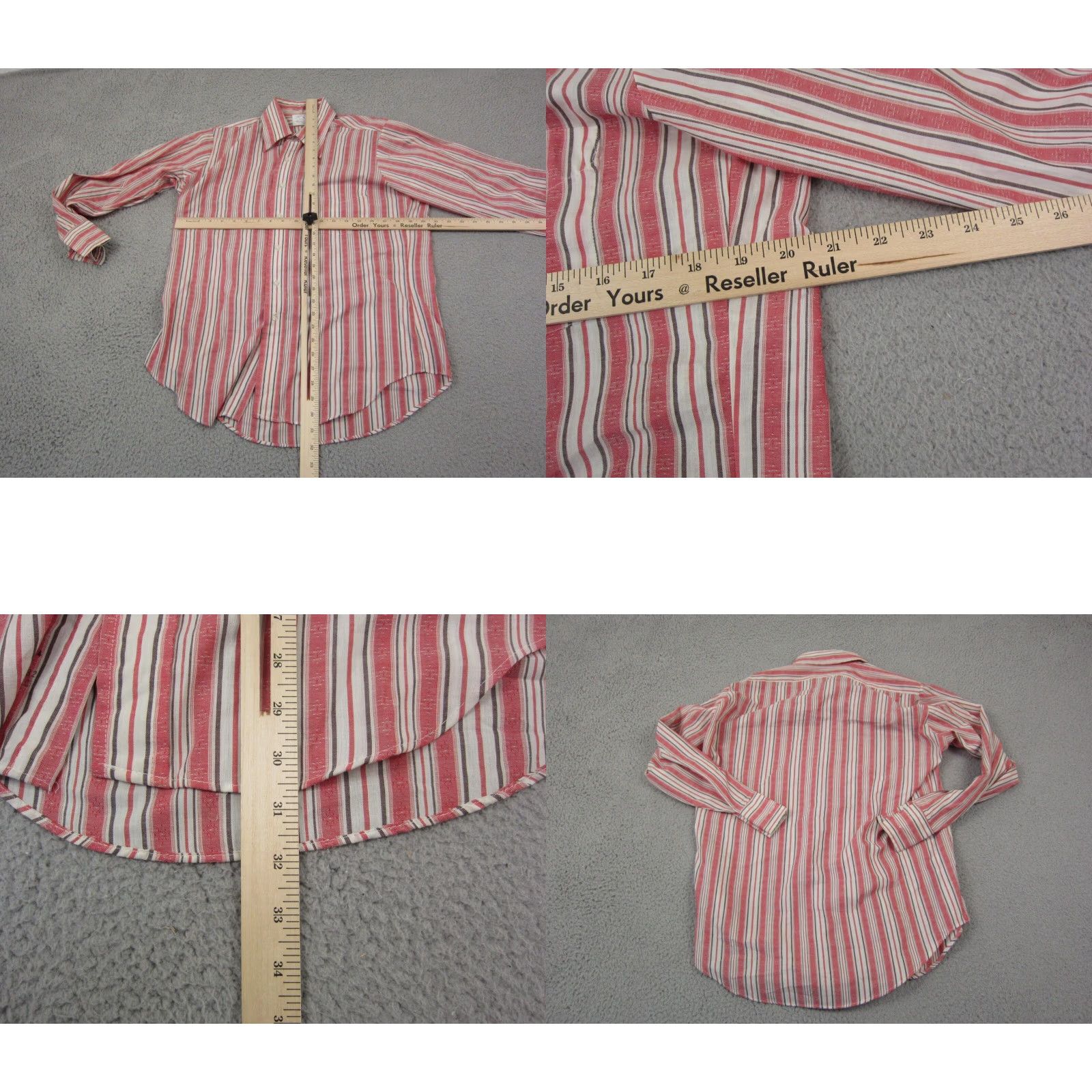 Vintage VINTAGE Alumni Club Shirt Mens 15.5 Red Striped Button-Up Collared Long Sleeve Casual Business Cotton Polyester All Seasons Pockets Made in USA Size US L / EU 52-54 / 3 - 8 Thumbnail