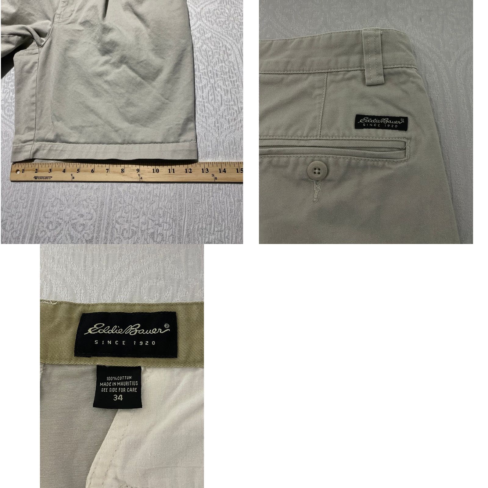 Eddie Bauer Eddie Bauer Chino Shorts Mens 34 Khaki Beige Relaxed Fit 100% Cotton Button Fly Front Pleated 4-Pocket Casual Workwear Summer Size US 34 / EU 50 - 8 Thumbnail