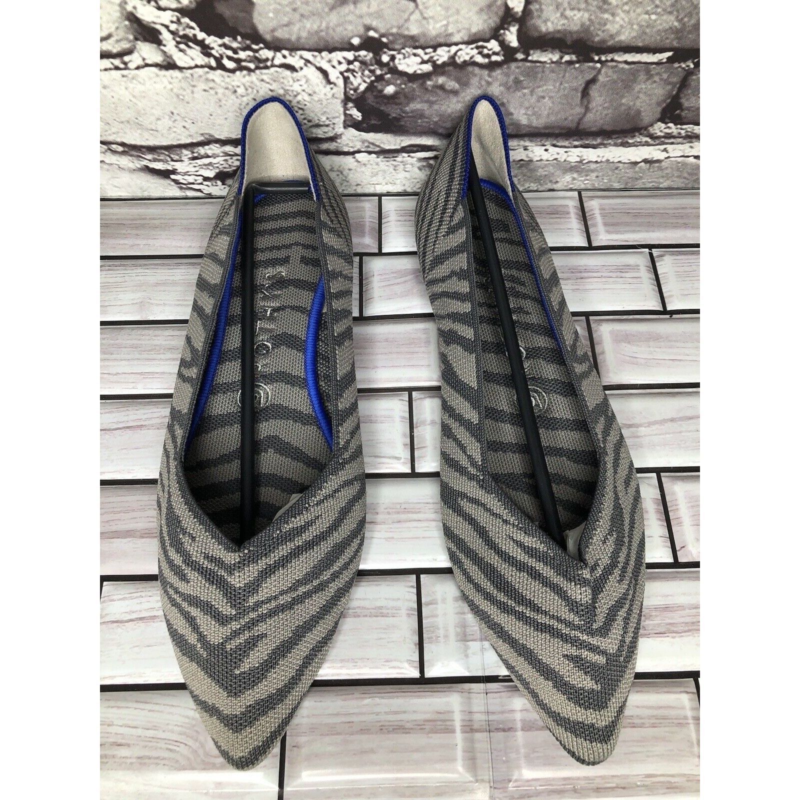 Other Rothy’s The Point Retired Grey Zebra Fabric Stripe Flats Wom Size US 9.5 / IT 39.5 - 15 Thumbnail