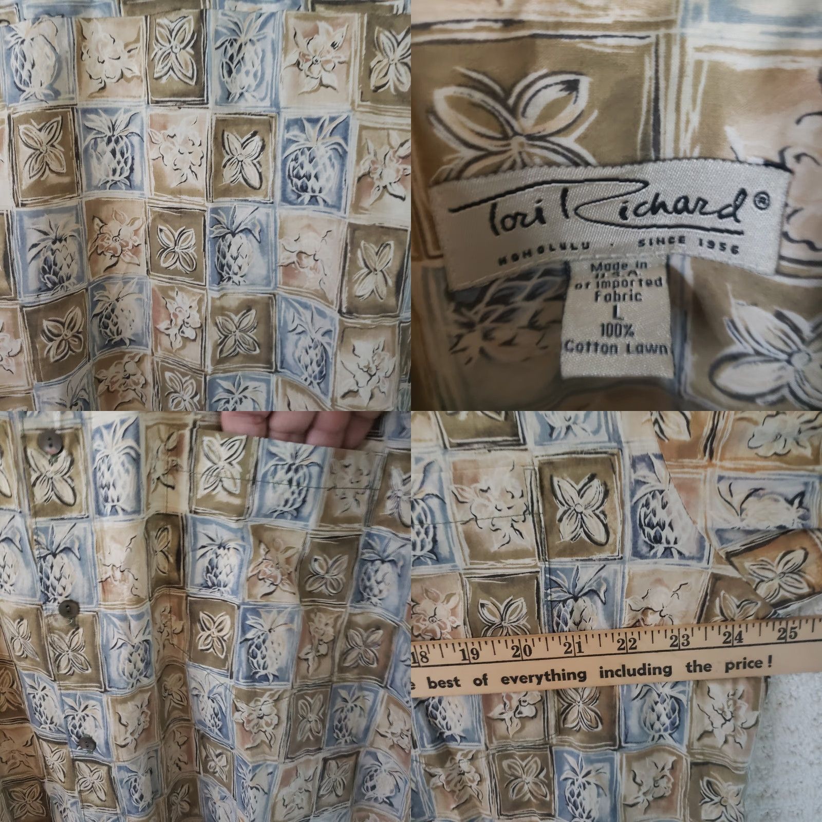 Tori Richard Tori Richard Shirt Geometric Hawaiian Cotton Button-Up Short Sleeve L Multicolor Mens Size US L / EU 52-54 / 3 - 8 Thumbnail