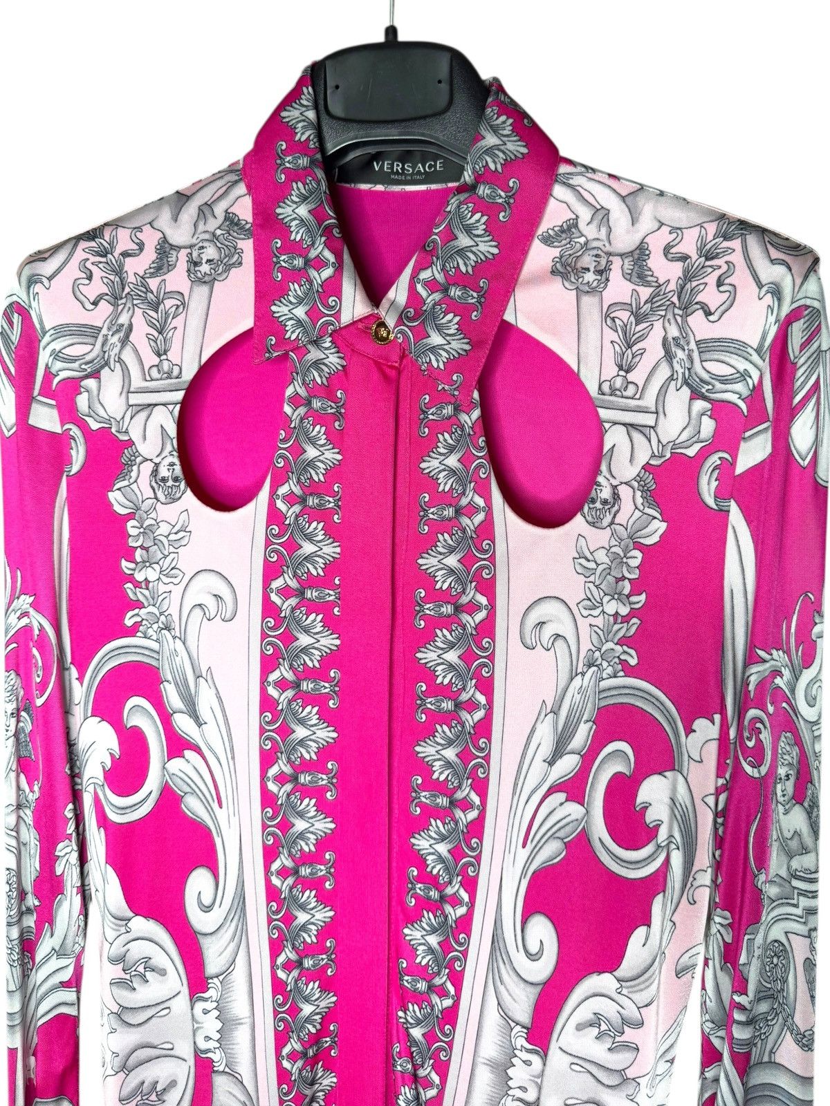 Versace Versace Baroque Pink Viscose Shirt Dress Size S / US 4 / IT 40 - 6 Thumbnail