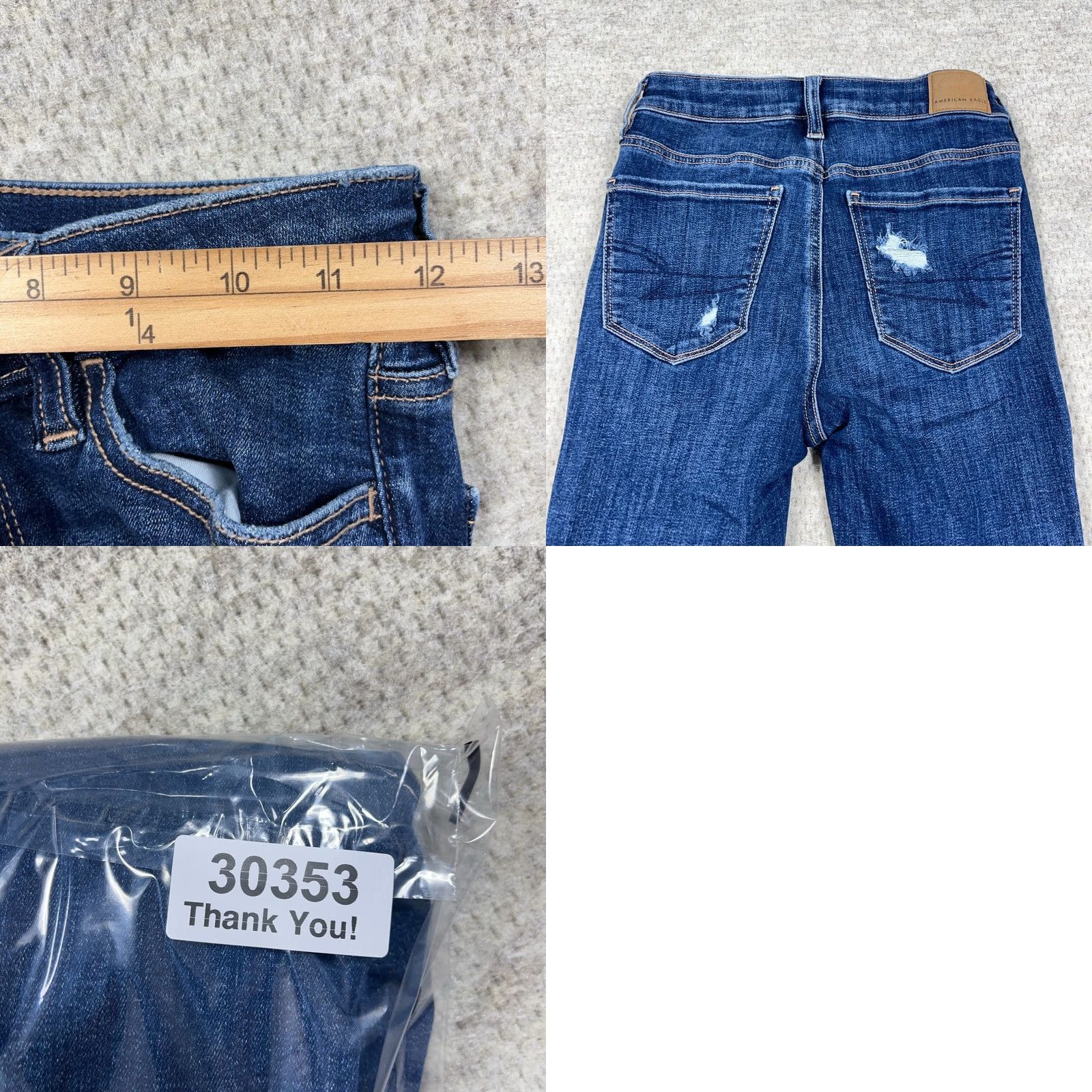 American Eagle Outfitters American Eagle Jeans Women 00 Short Hi High Rise Jegging Dark Denim Ripped Holes Size 24" / US 00 / IT 34 - 9 Thumbnail