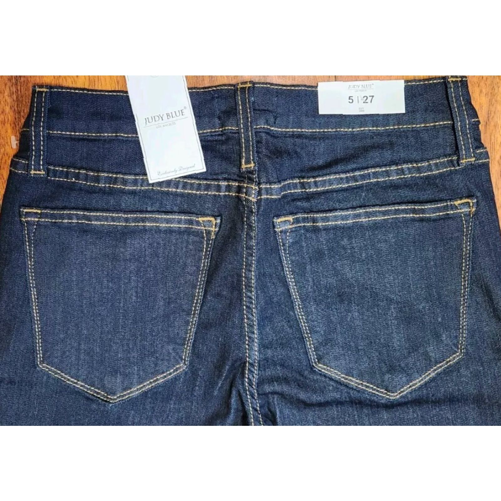 Denime JUDY BLUE Jeans Women 5/27 (27x30) Rayon Skinny Mid Rise Dark Blue Denim USA NWT Size 27" / US 4 / IT 40 - 5 Thumbnail