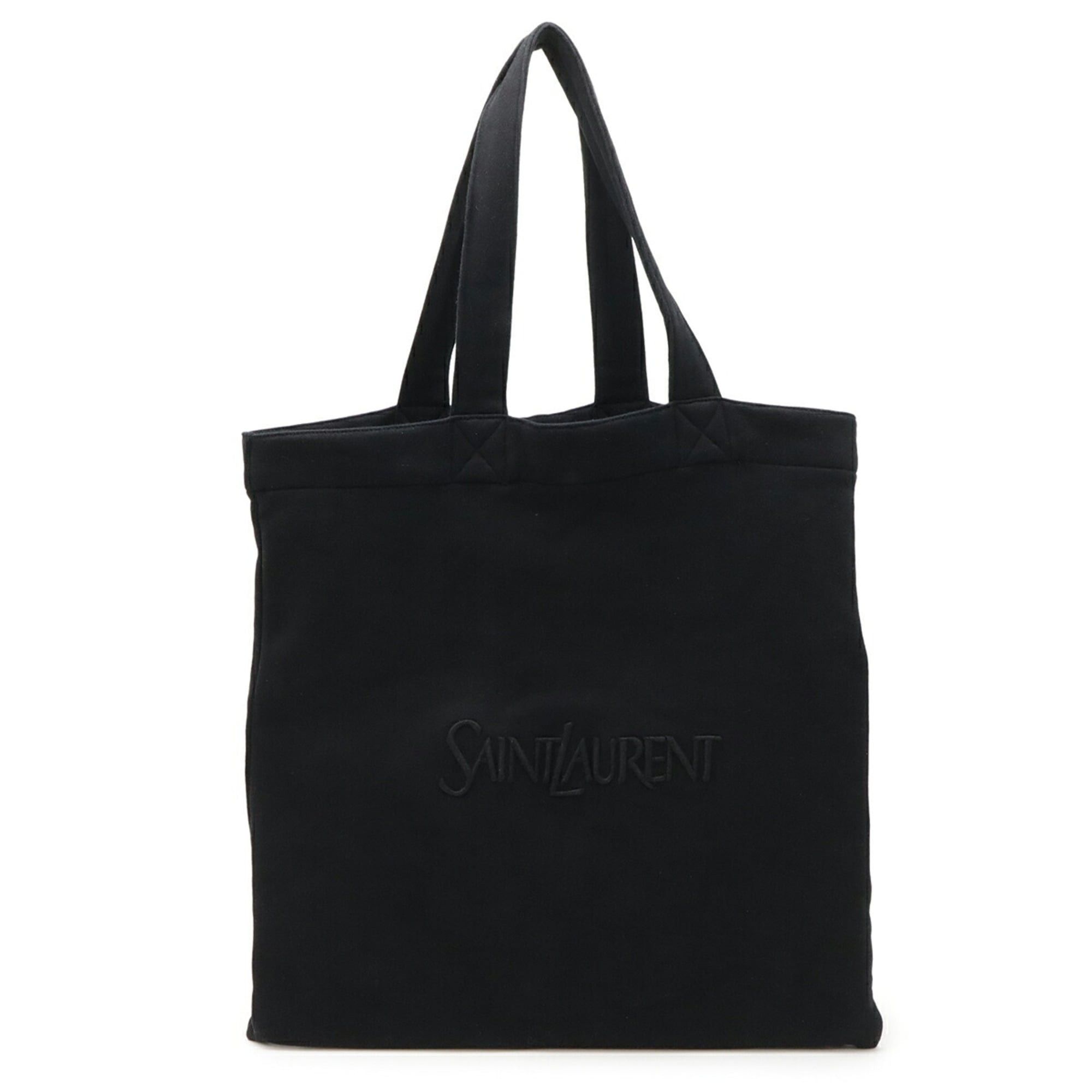 SAINT LAURENT PARIS YSL Yves Saint Laurent fleece tote bag/shoulder bag, 100% cotton, black, 754085
