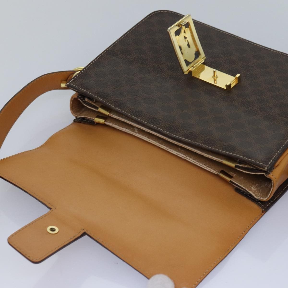 Celine CELINE Macadam Canvas Shoulder Bag Pvc Leather Brown Size ONE SIZE - 10 Thumbnail
